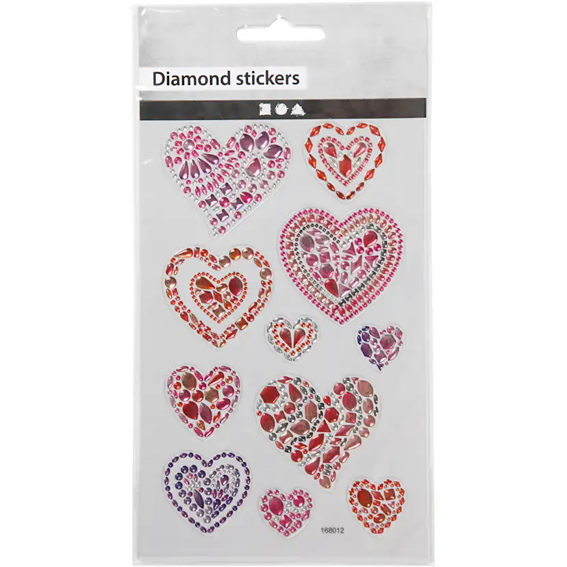 Klistremerker Creativ Company Diamond Hjerter