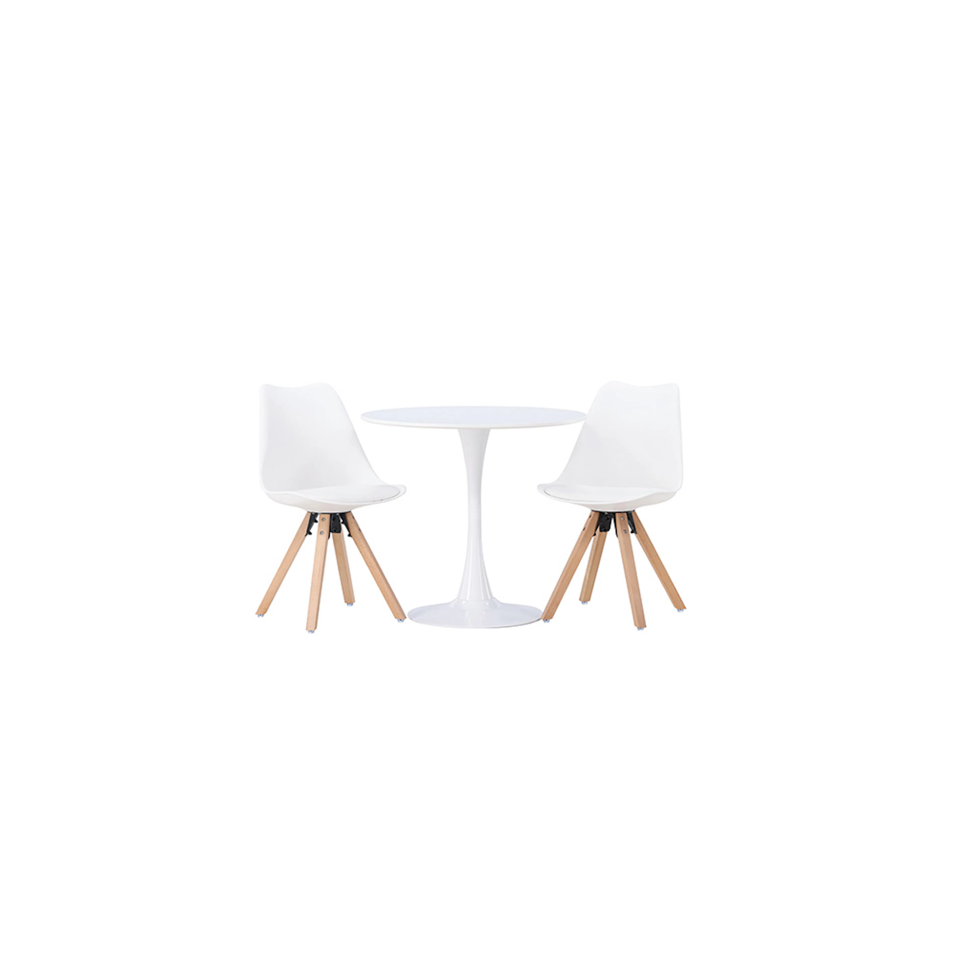 Matgrupp Venture Home Hamden Ø60 cm med 2 st Zeno stolar Hvit