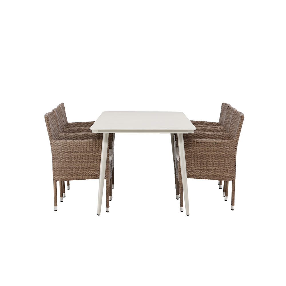 Spisegruppe Venture Home Lina Bord med 6 Malina Stoler