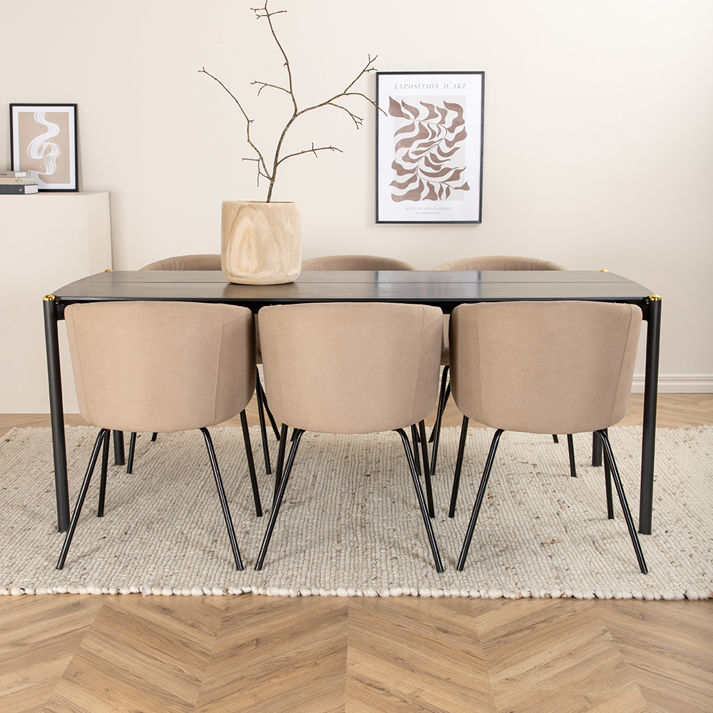 Spisegruppe Venture Home Paris med 6 Bergen Stoler Polyesterlinen