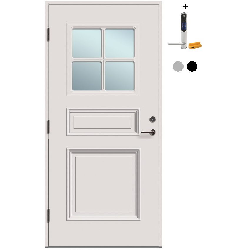 Ytterdør Tundøren Tun 415 Klarglass Hvit med Yale Doorman Classic Home