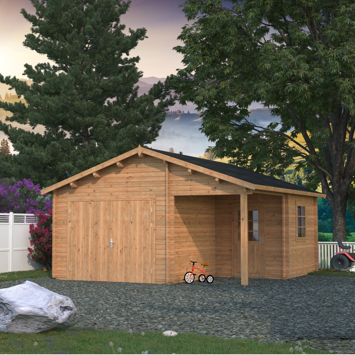 Roger 21,9+5,2 m2 w/ wooden gate Ubehandlet tre