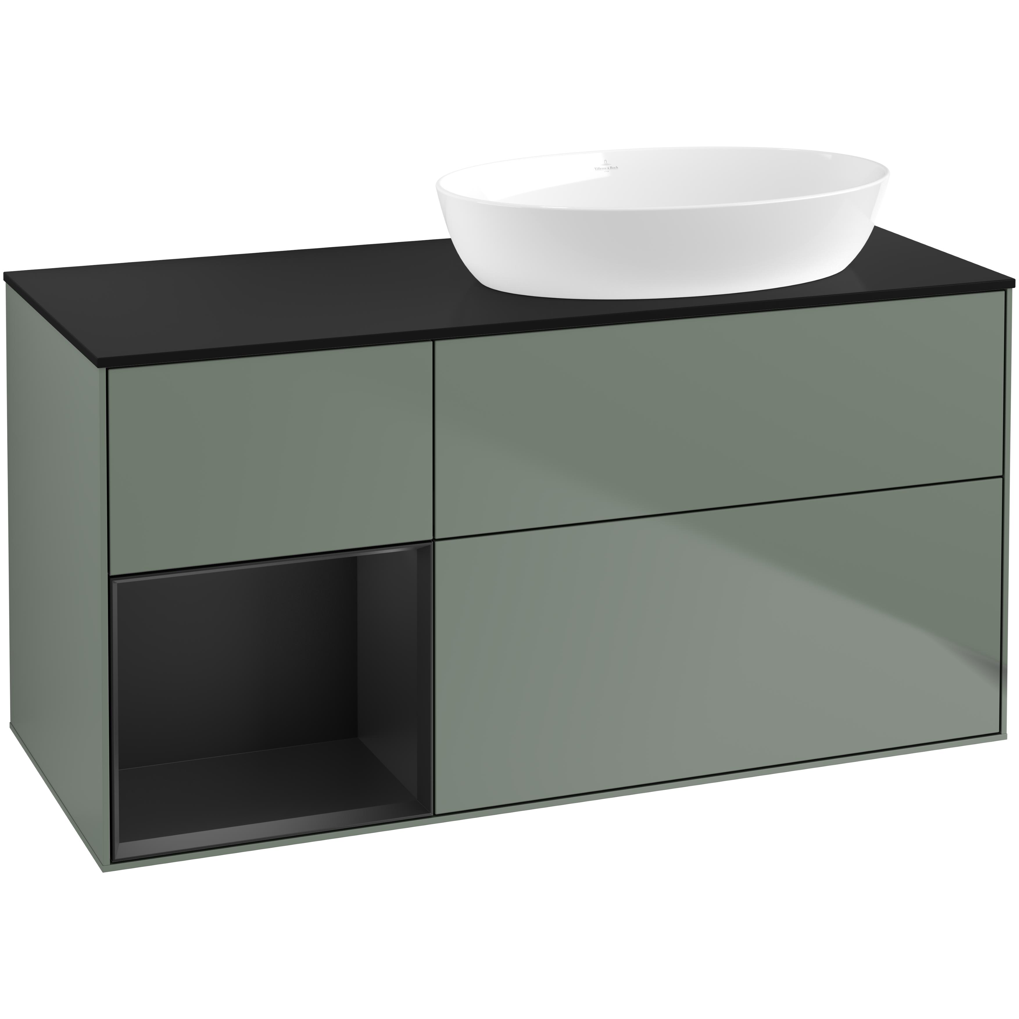 Tvättställsskåp Villeroy & Boch Finion med 3 Lådor Hylla och Bänkskiva för Ocentrerat Tvättställ från Artis & Collaro