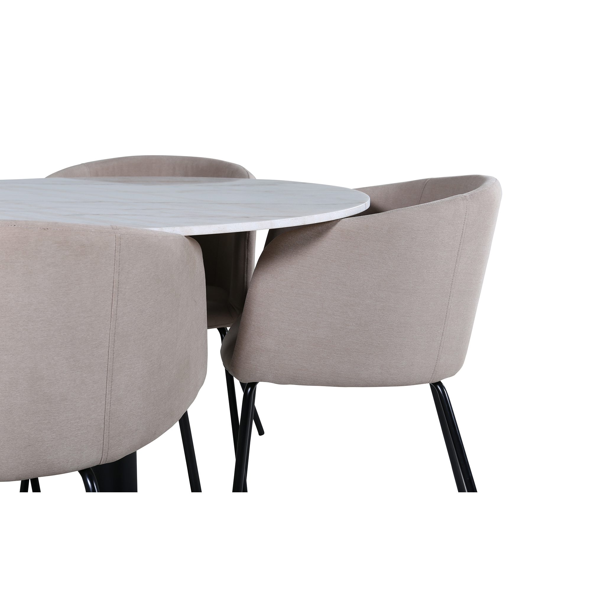 Spisegruppe Venture Home Estelle Ø106 cm med 4 Berit Stoler