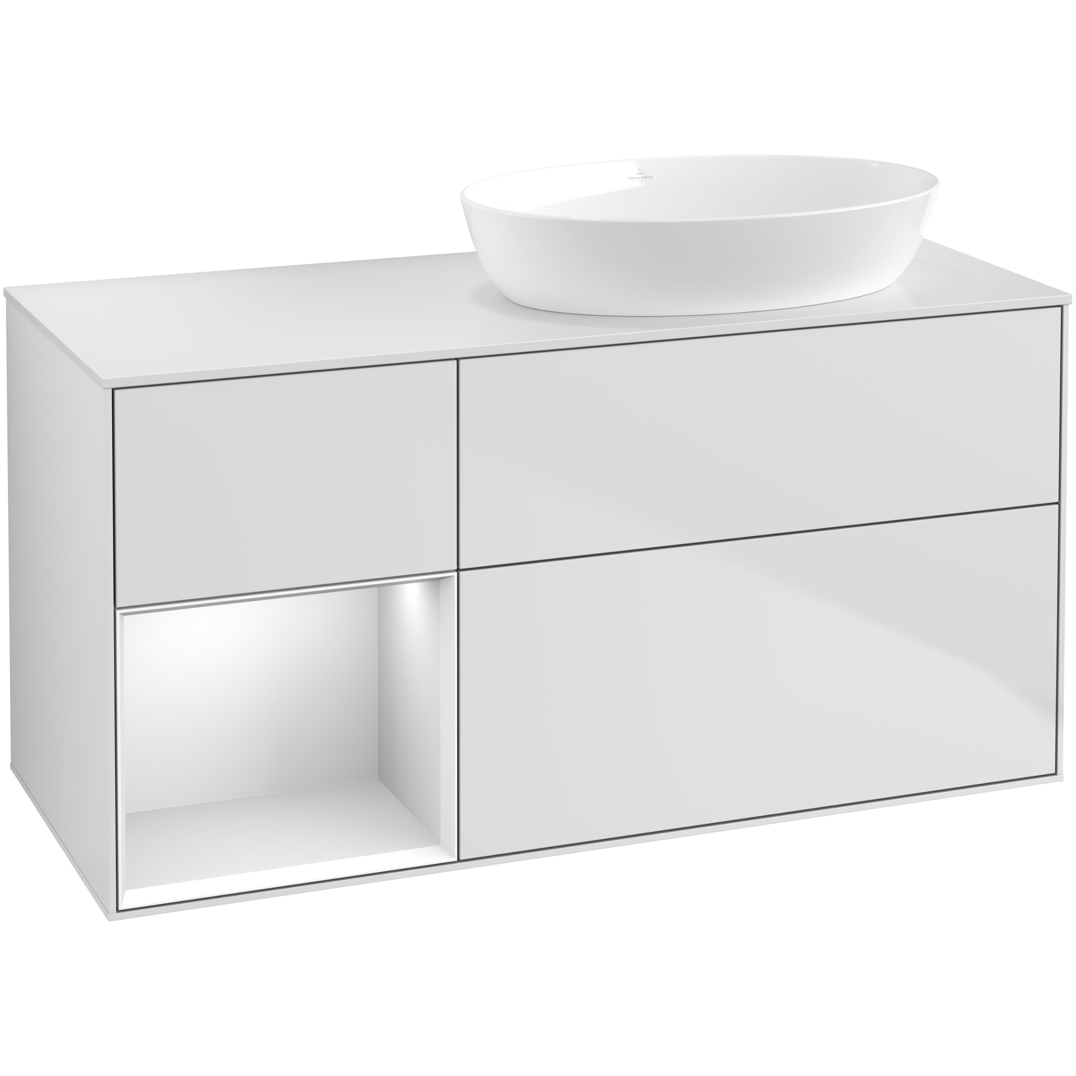Tvättställsskåp Villeroy & Boch Finion med 3 Lådor Hylla och Bänkskiva för Ocentrerat Tvättställ från Artis & Collaro