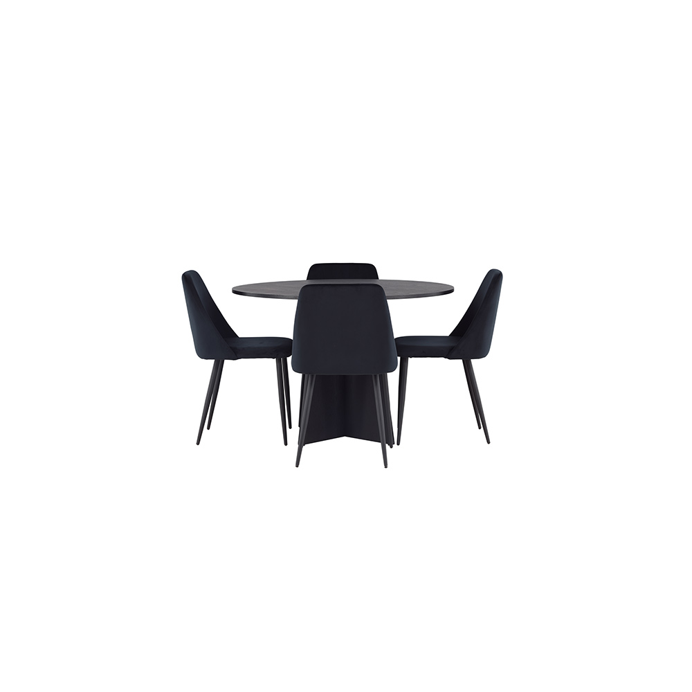 Spisegruppe Venture Home Bootcut Ø110 cm med 4 stk Night Stoler