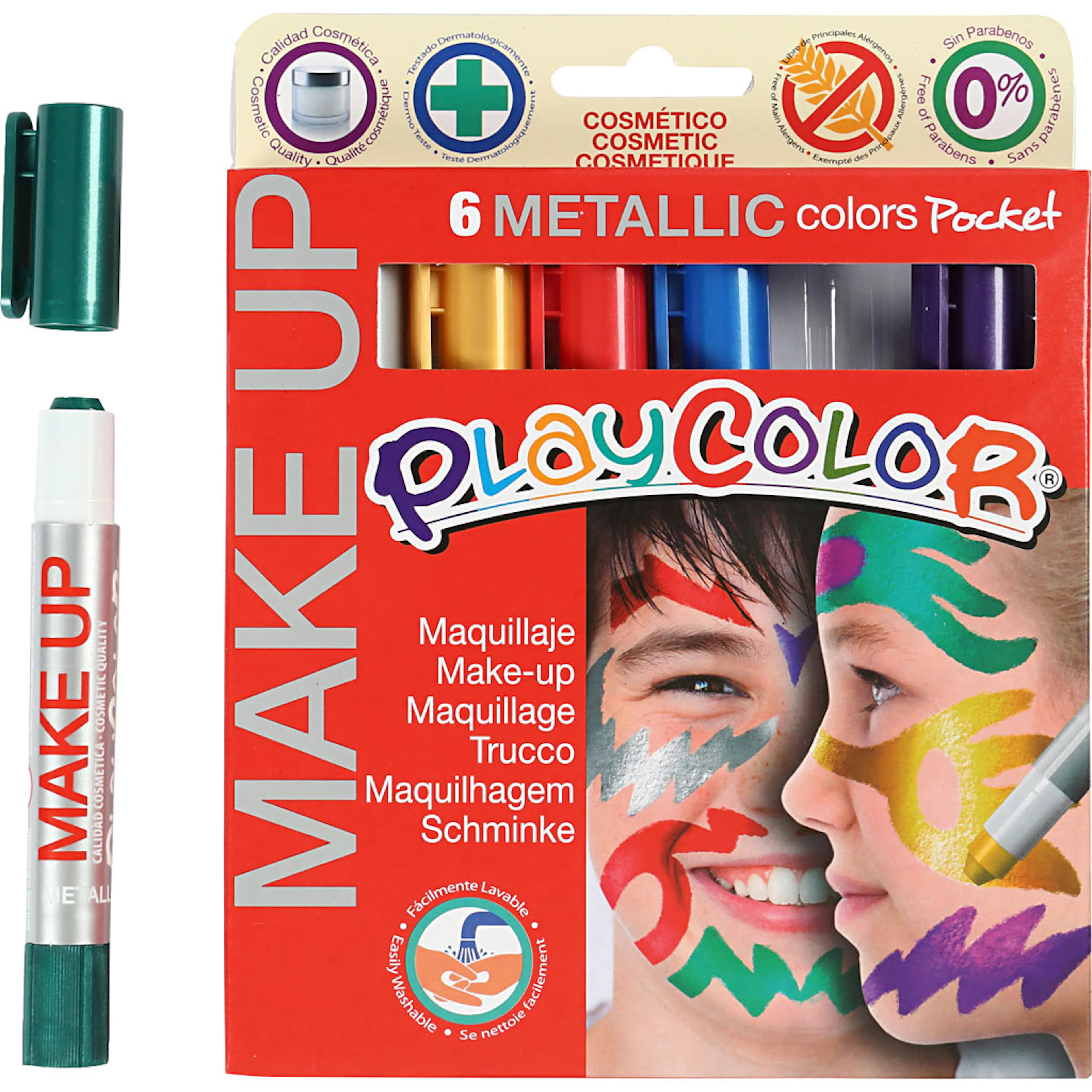 Ansiktsfarge Creativ Company Playcolor Make up Ass Metallicfarger 6x5 g/1 Pk