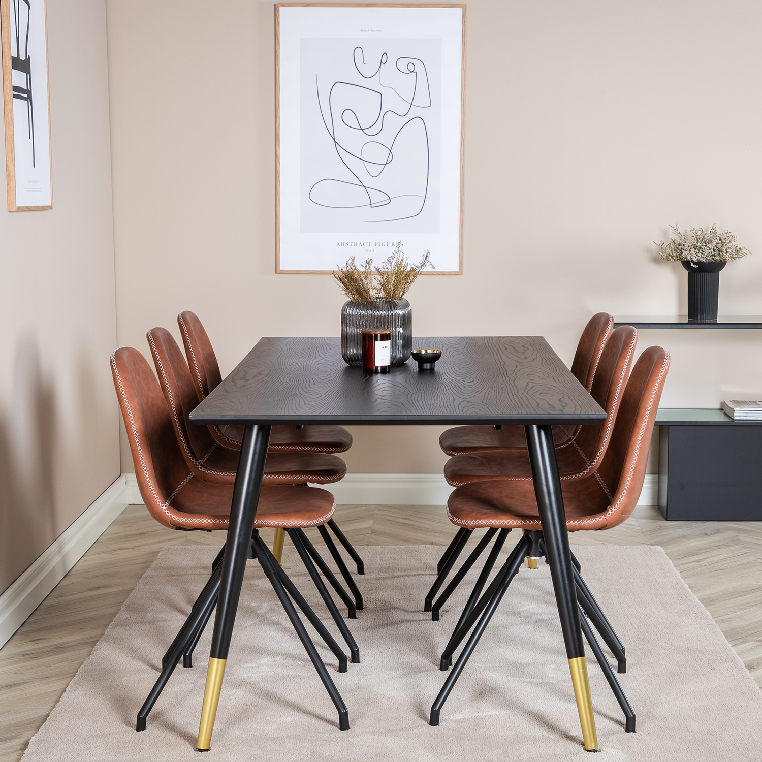 Spisegruppe Venture Home Dipp med 6 Polar Snurr Stoler