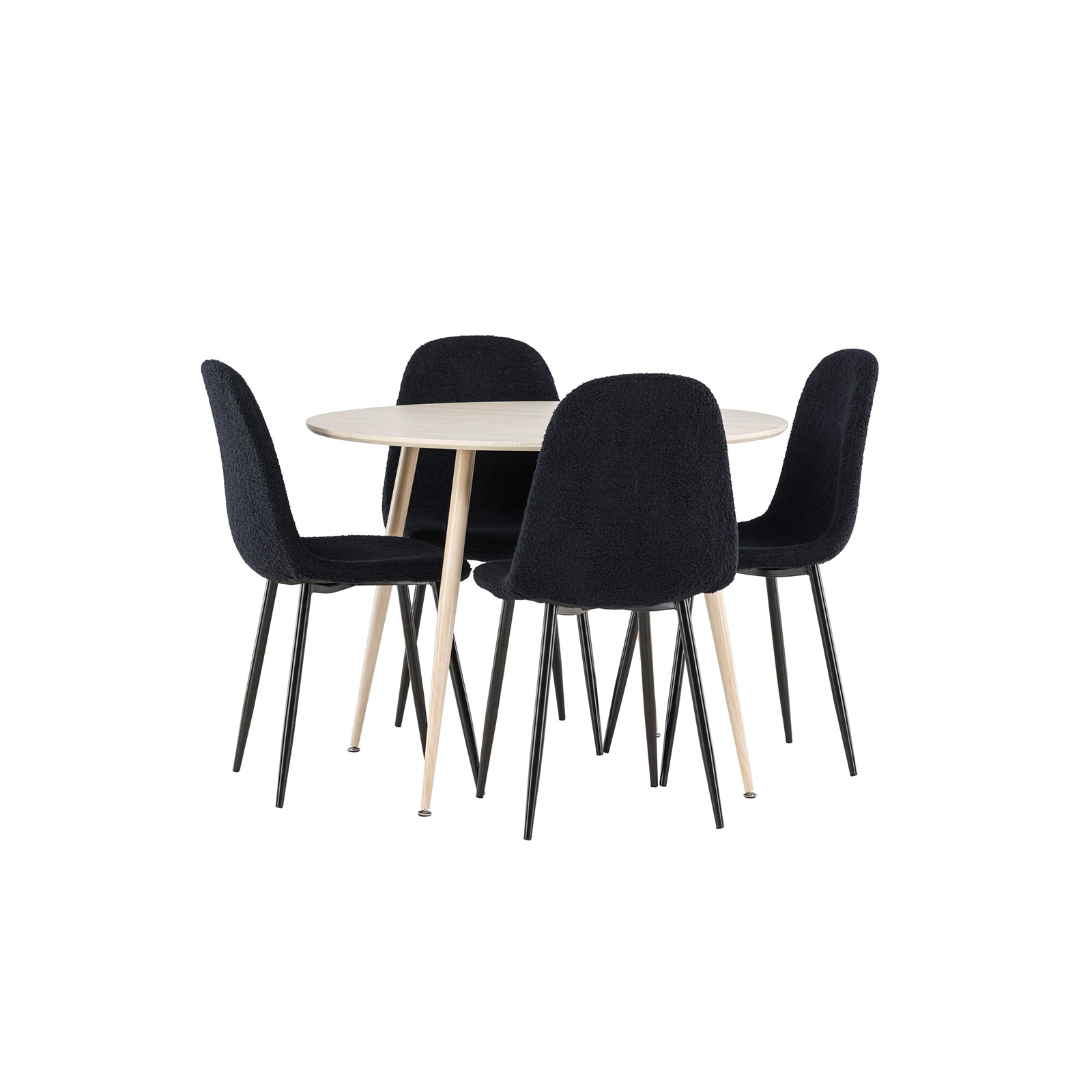 Spisegruppe Venture Home Plaza Ø100 med 4 stk Polar Stoler Teddy
