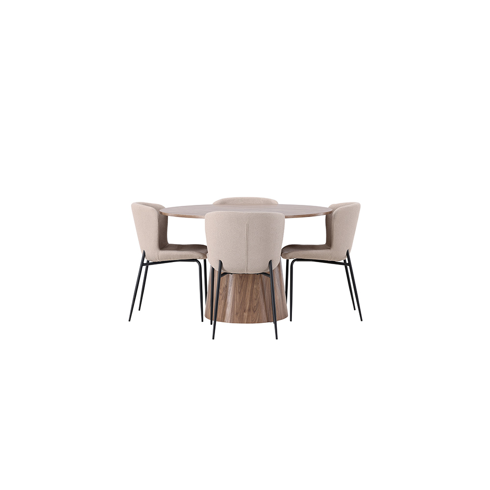 Spisegruppe Venture Home Lanzo Ø120 cm med 4 stk Modesto Stoler