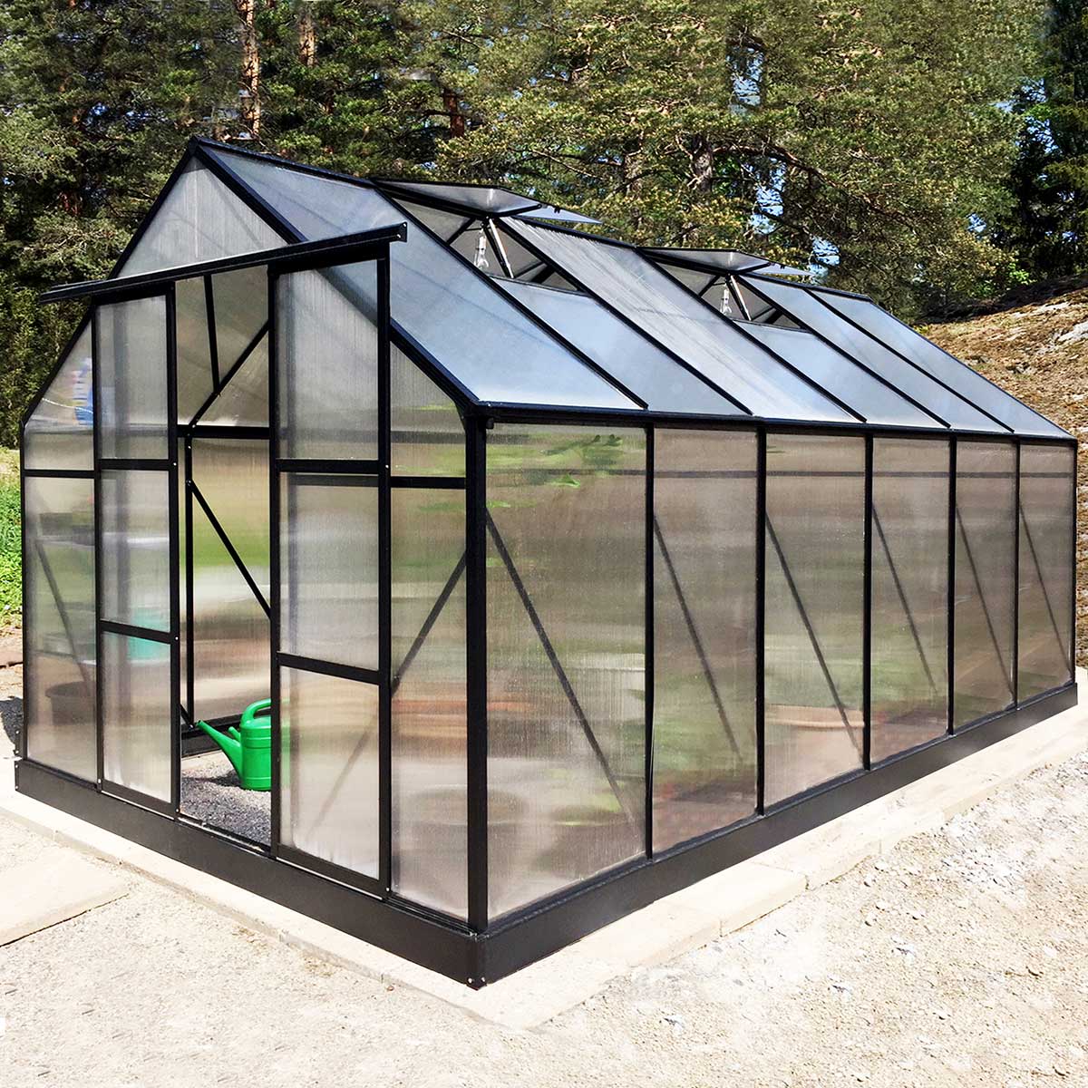 Växthus 10,7m² Kanalplast - Färg: Svart (142-1-55) Sort