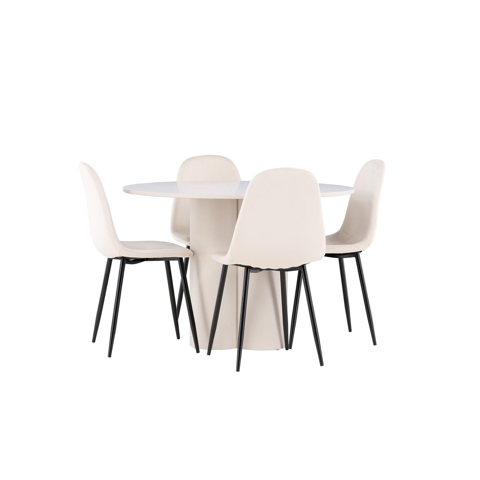 Spisegruppe Venture Home Olivia Ø110 med 4 stk Polar Stoler Fløyel