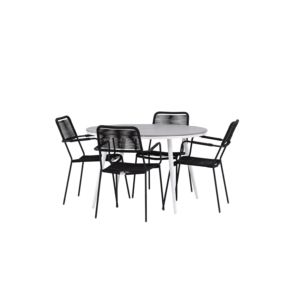 Spisegruppe Venture Home Break med 4 Lindos Stoler med Armstøtte