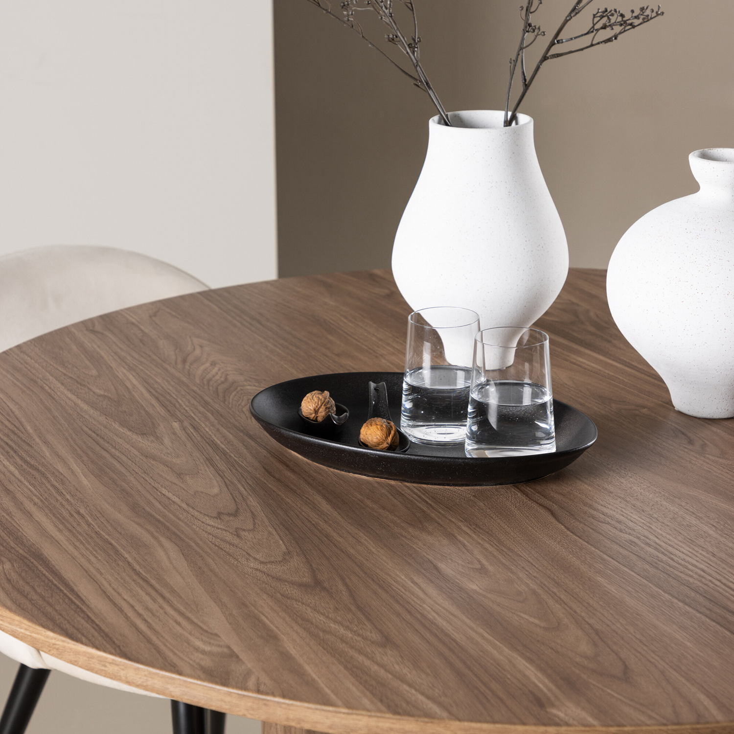 Olivia Dining Table with Velvet Dining Chair Mocka/Beige