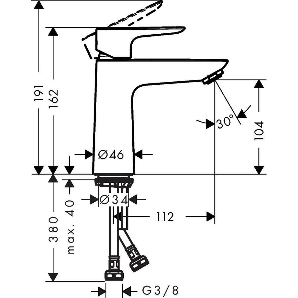 Servantbatteri Hansgrohe Talis E 110