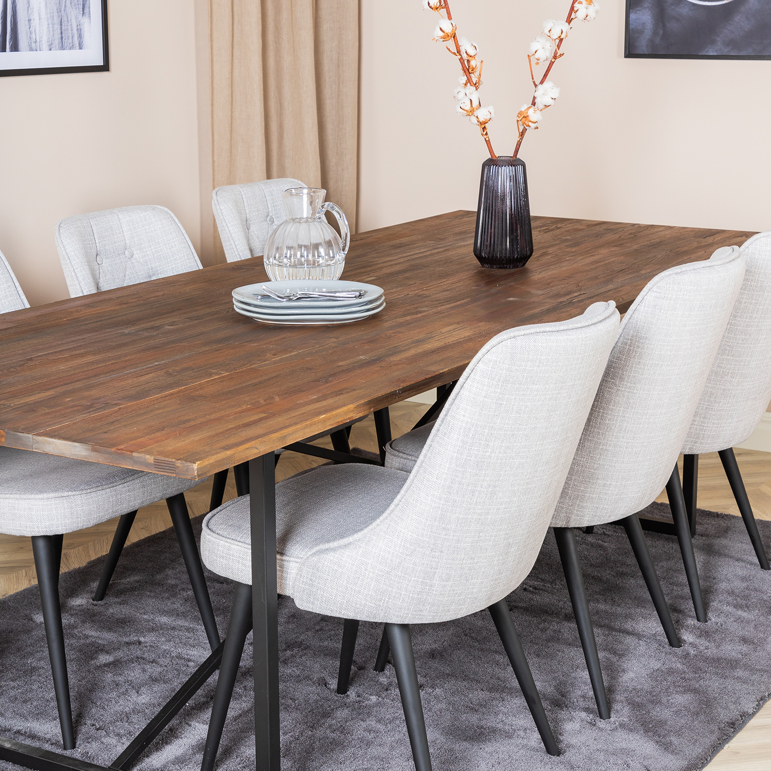 Spisegruppe Venture Home Peo med 6 Vera Stoler
