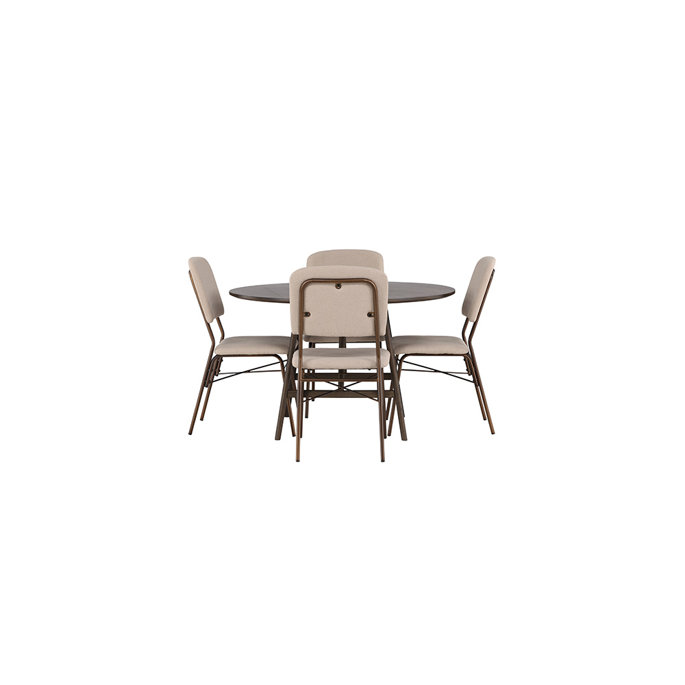 Spisegruppe Venture Home Kaseidon Ø100 cm med 4 stk Seda Stoler