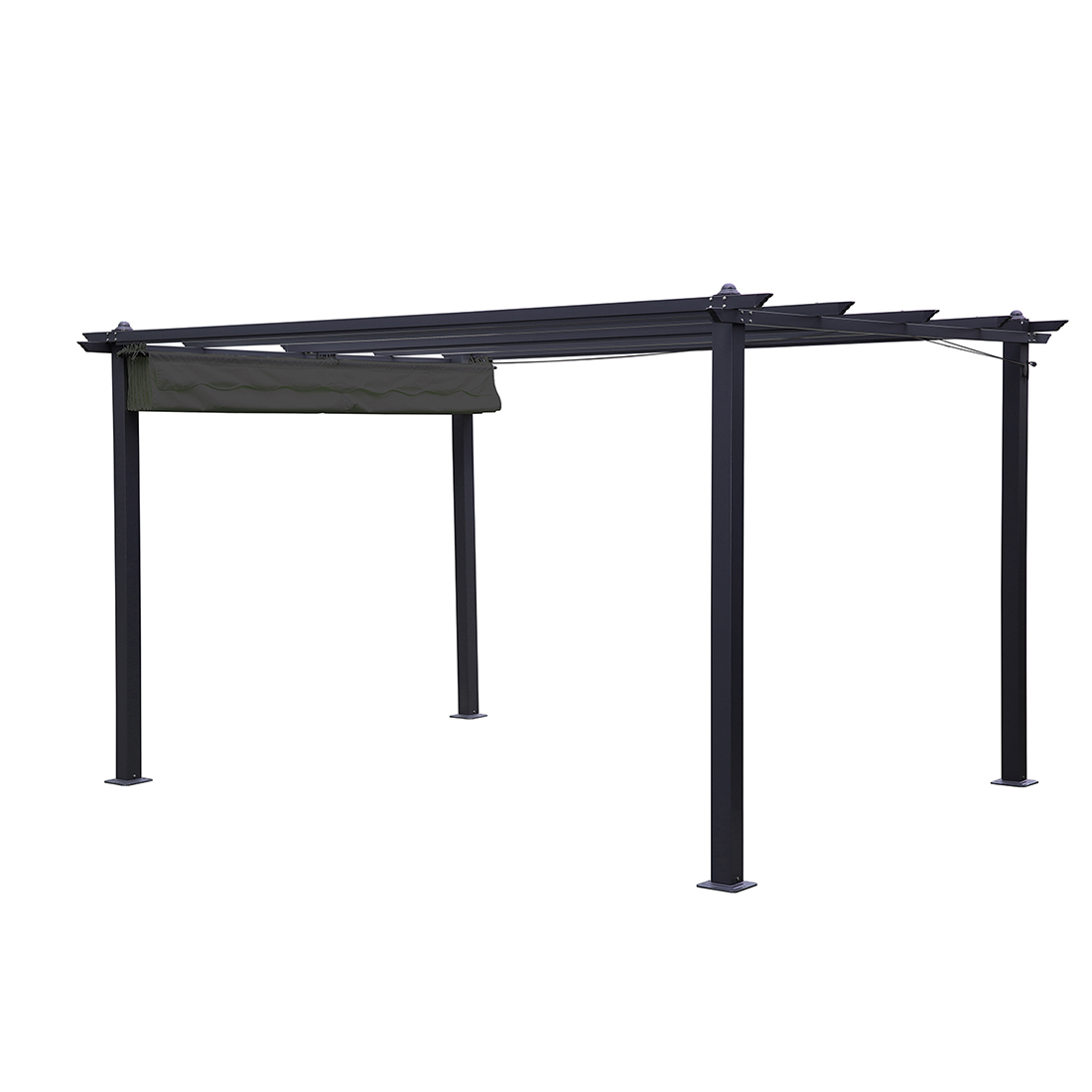 Pergola Skugga 3X4M Sort Ramme Grått Stoff