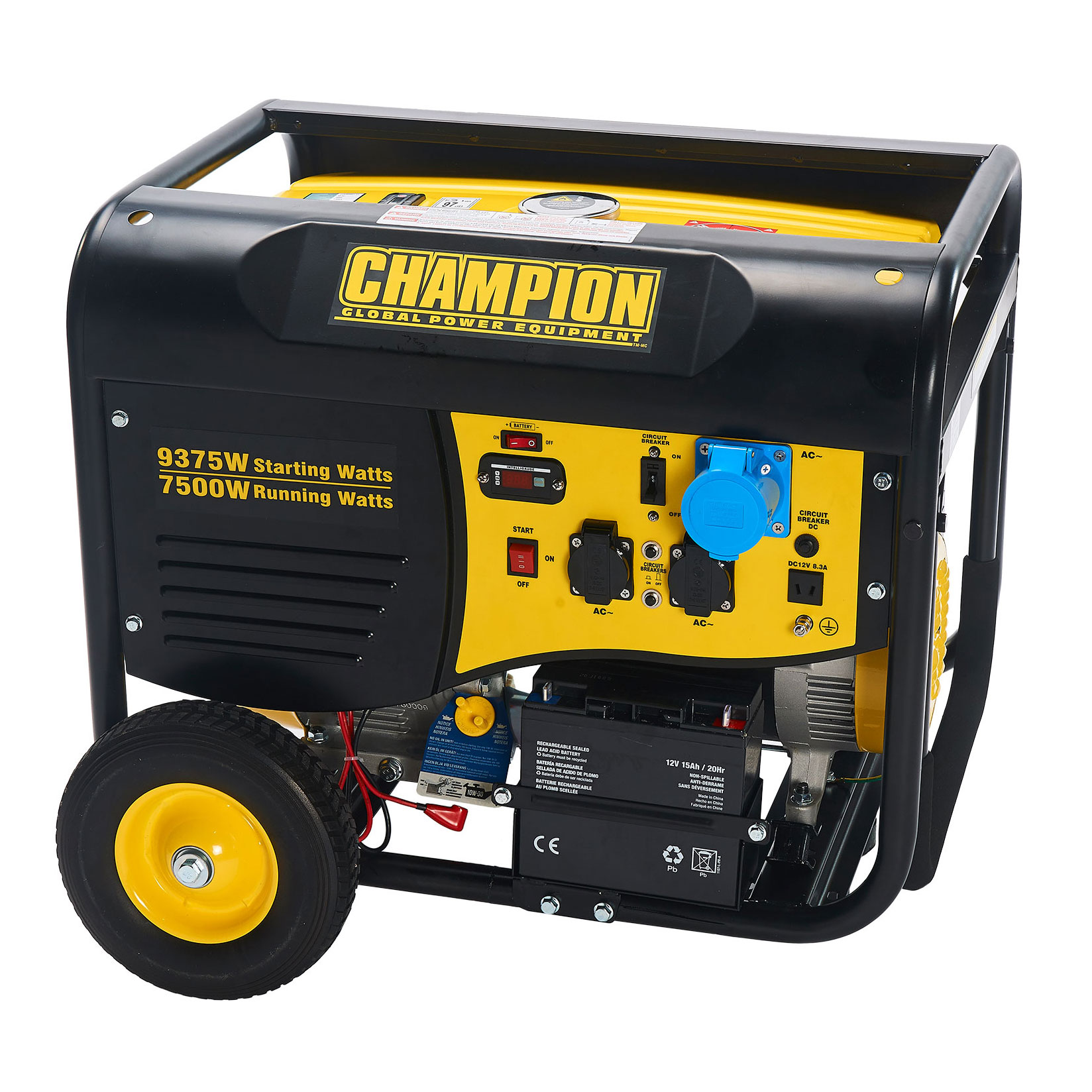 Strømaggregat Champion Generators CPG9000E2 8kW 1-fas Bensin med Fjernstart