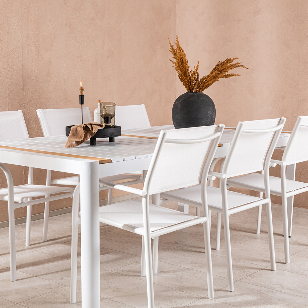 Spisegruppe Venture Home Togo med 6 Santorini Stoler