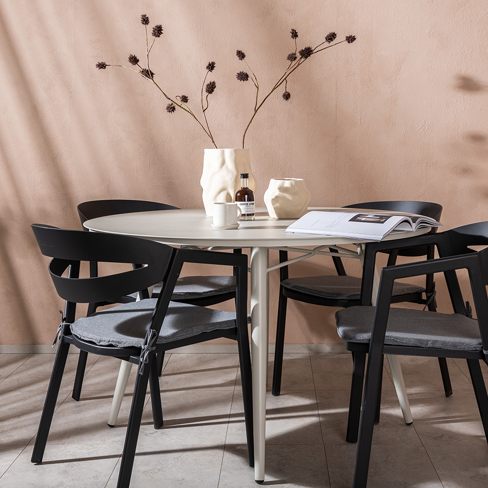 Spisegruppe Venture Home Lina Ø120 cm med 4 Slit Stoler