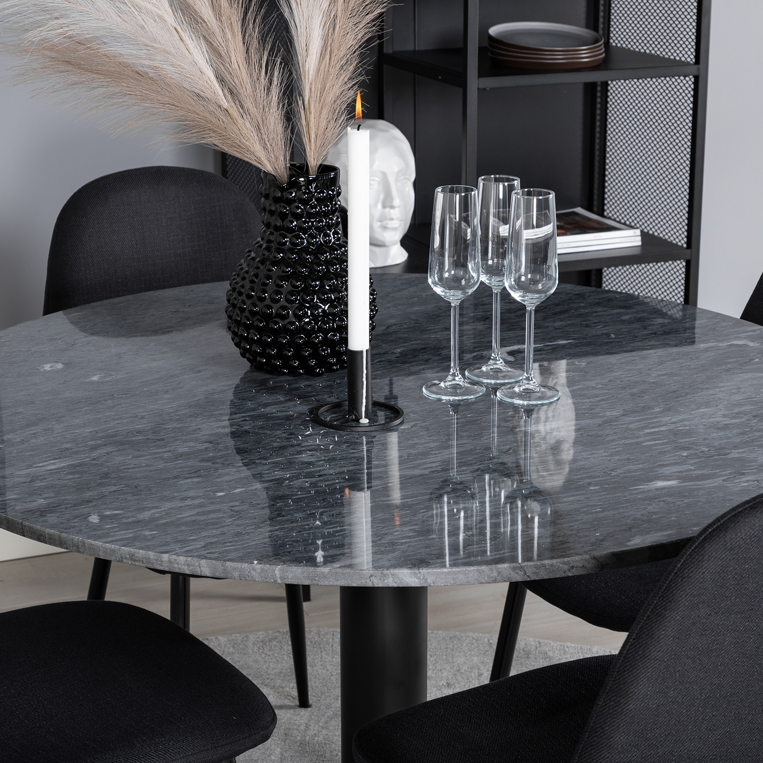 Spisegruppe Venture Home Estelle med 4 Pobbie Stoler Polyester
