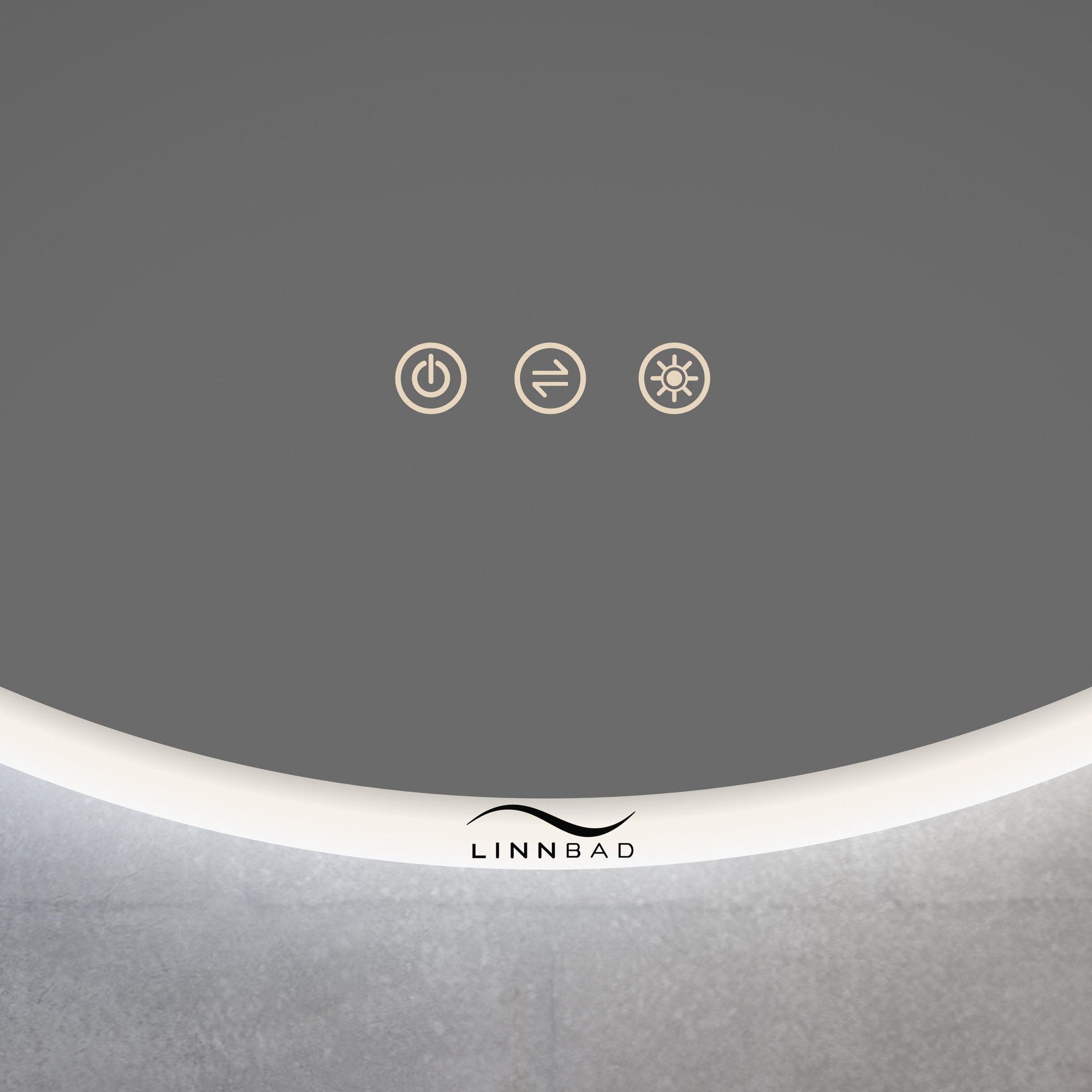 Speil Linn Bad Finden Rundt med LED Belysning og Dimmer