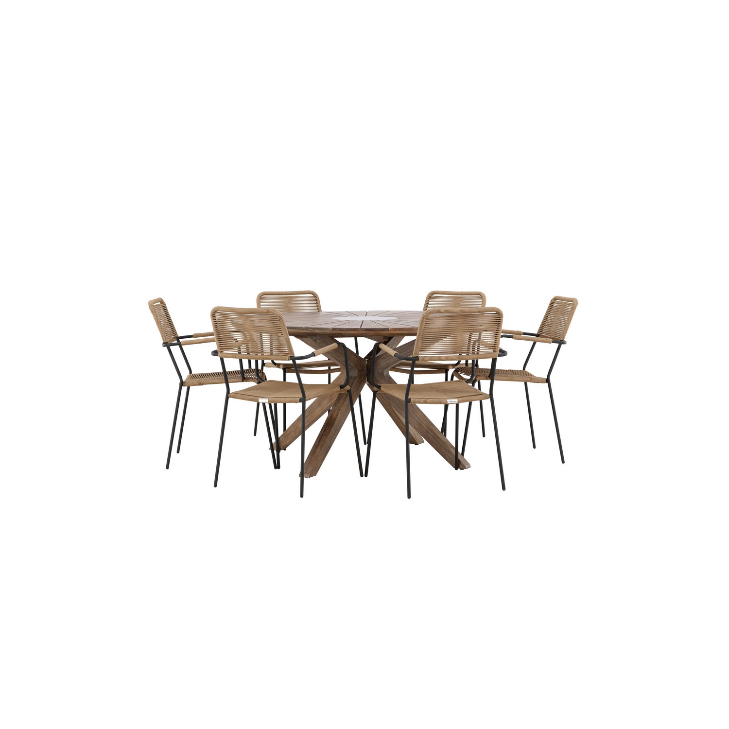 Hagegruppe Venture Home Rosario med 6 Lindos Lenestoler