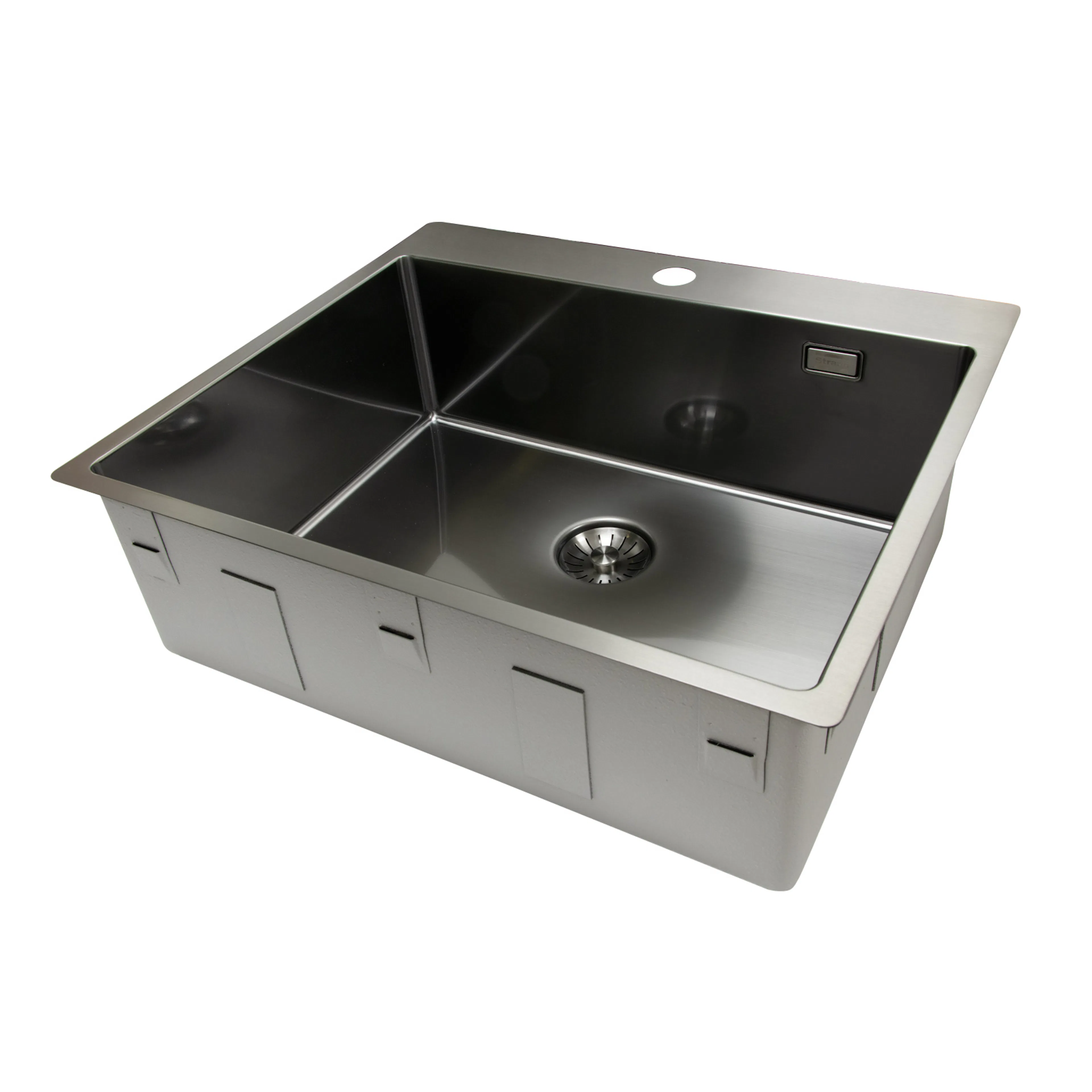 Enkelvask Strand Stainless SOLID med clips och blandarplats PVD Gun Metal
