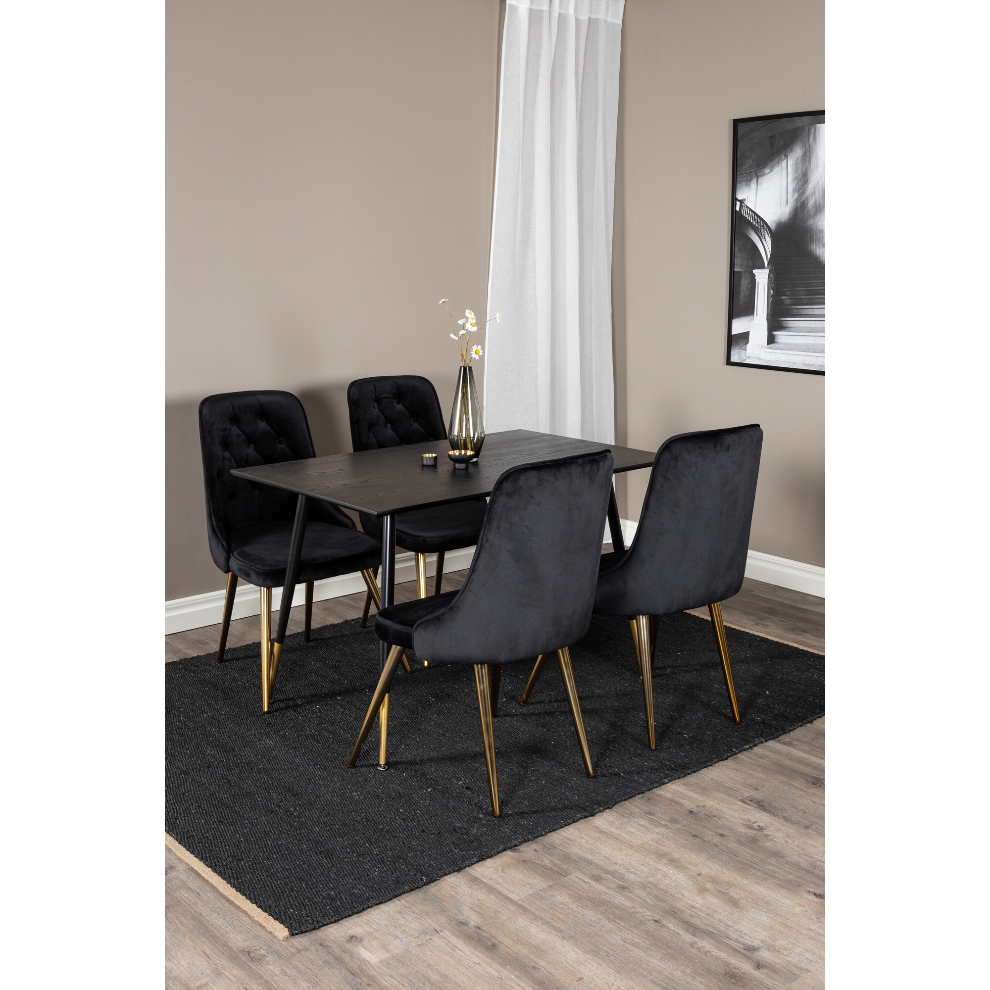 Spisegruppe Venture Home Dipp med 4 Velvet Deluxe Stoler