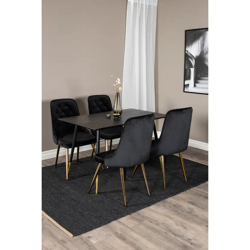 Spisegruppe Venture Home Dipp med 4 Velvet Deluxe Stoler