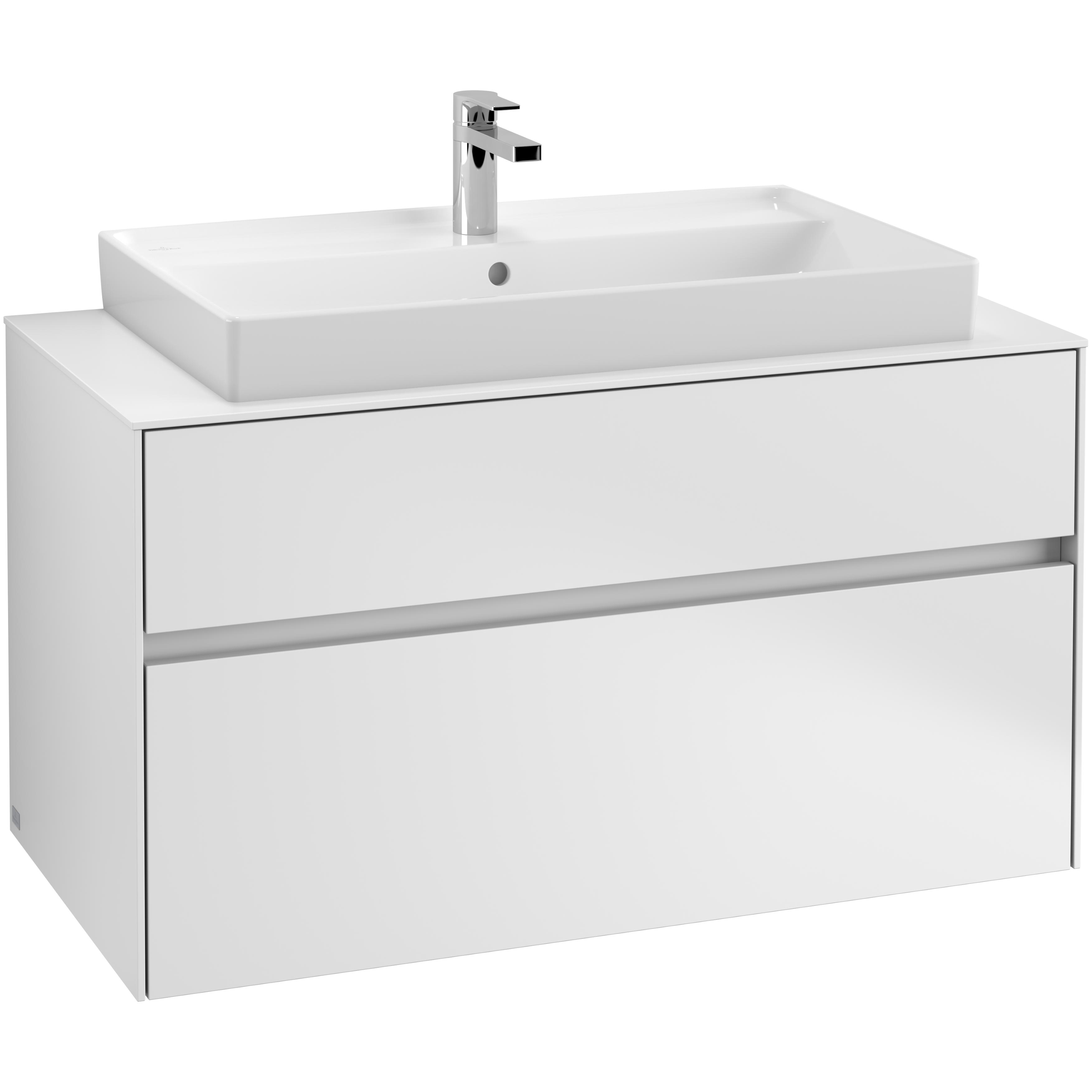 Tvättställsskåp Villeroy & Boch Collaro 100 cm med 2 Lådor för Ovanpåliggande Skåpstvättställ | badrum - badrumsmobler - tvattstallsskap-och-kommod | KakelKungen
