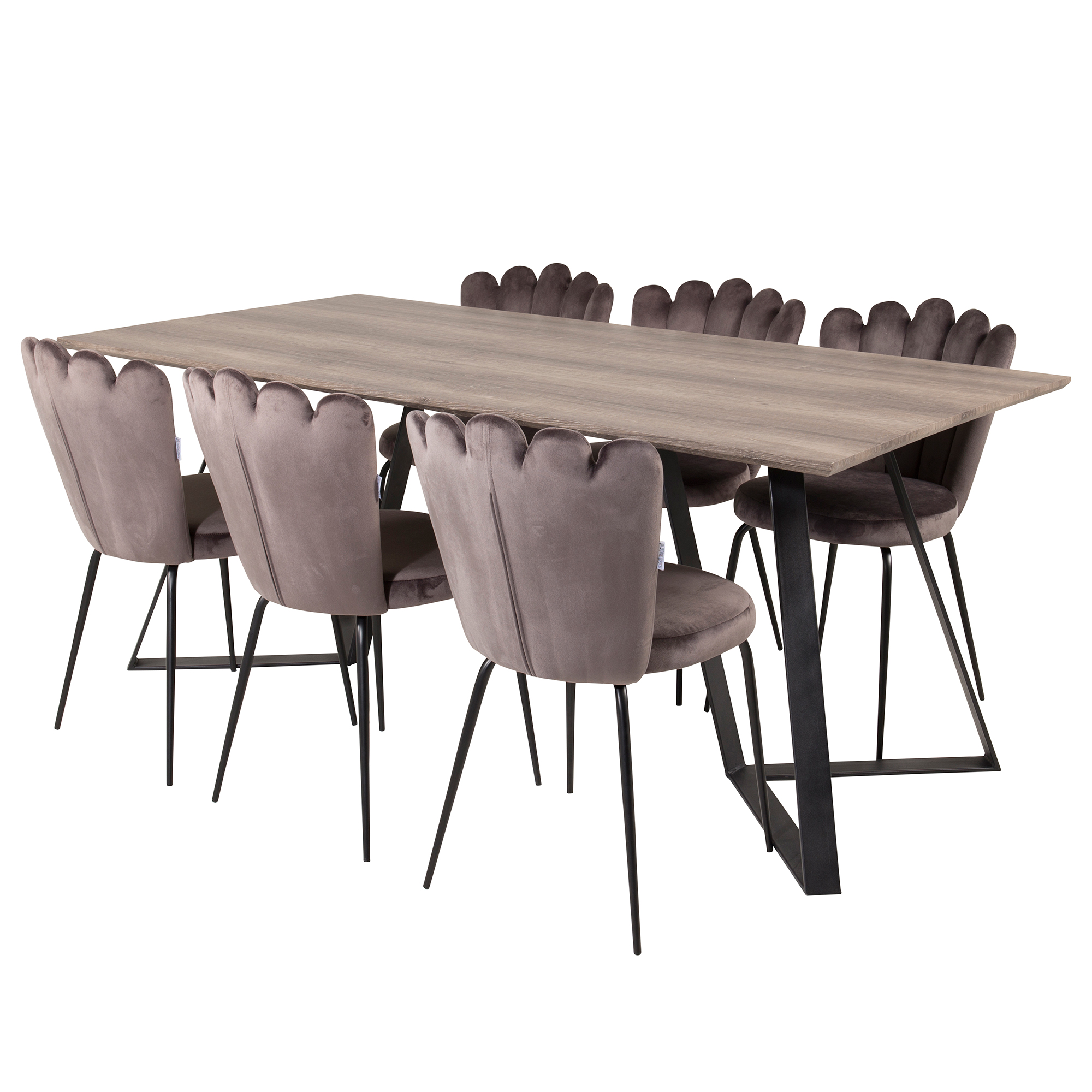 Spisegruppe furniture/fashion Madde med 6 Limhamn Light Stoler