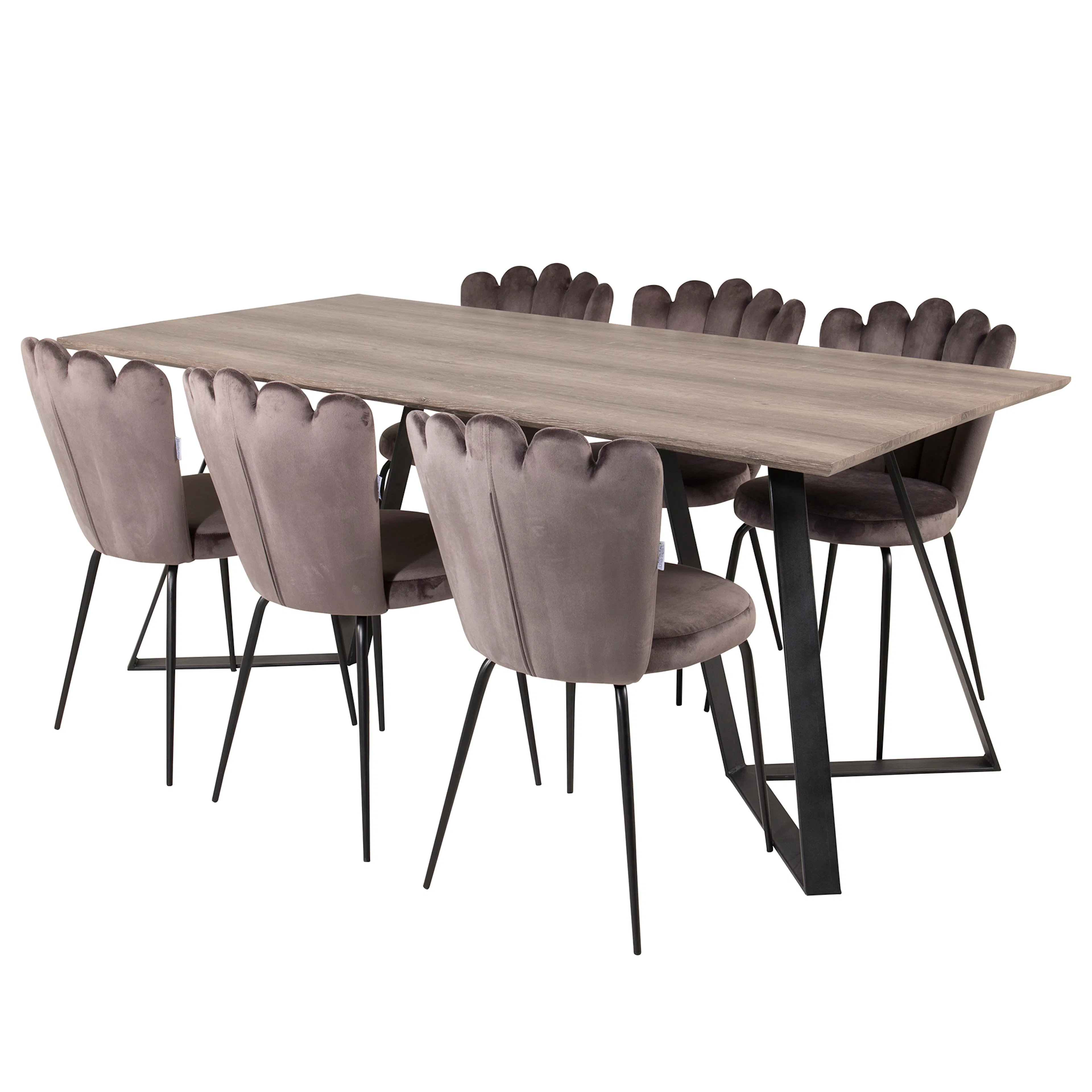 Spisegruppe furniture/fashion Madde med 6 Limhamn Light Stoler