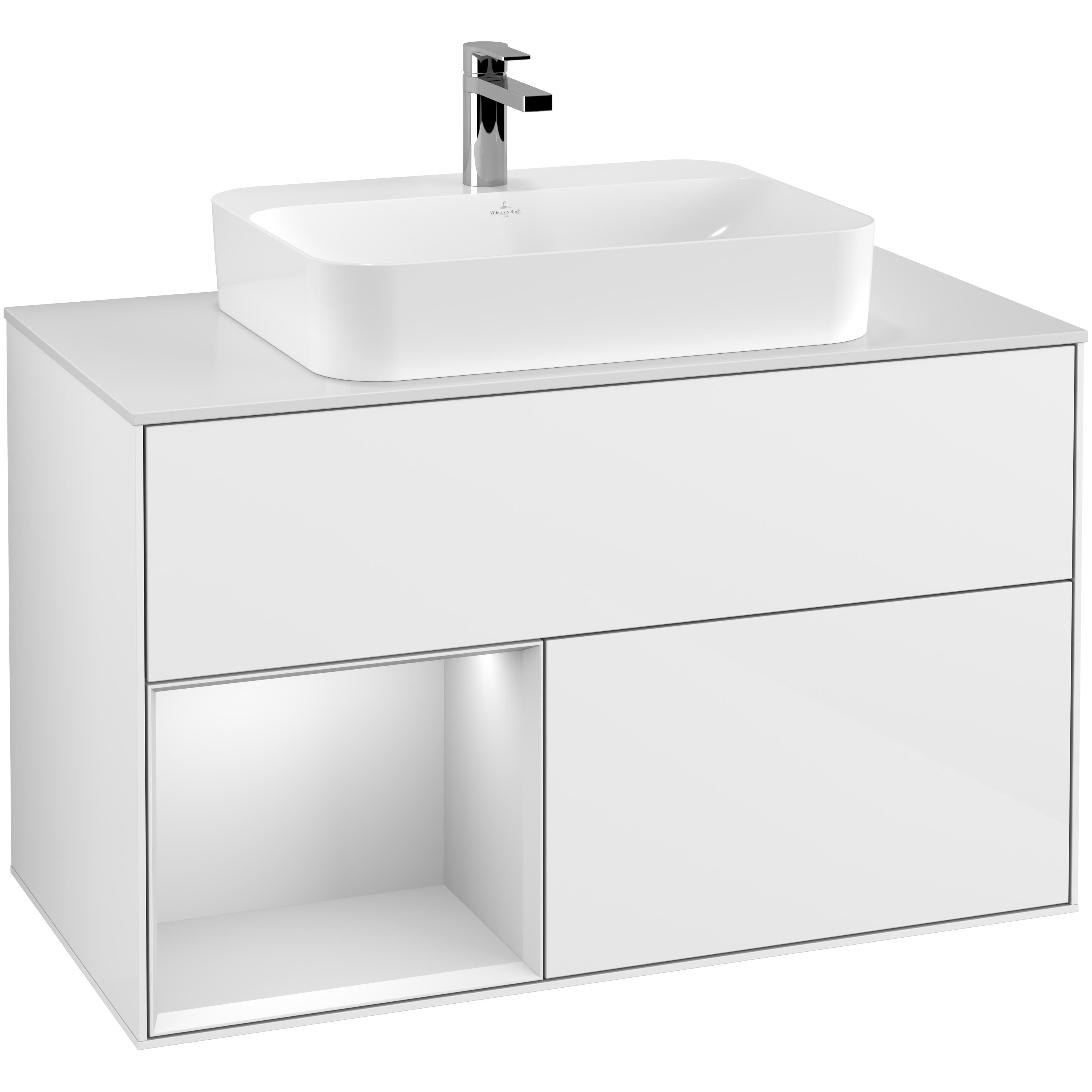 Tvättställsskåp Villeroy & Boch Finion med 2 Lådor Hylla och Bänkskiva för Ytmonterat Tvättställ | badrum - badrumsmobler - tvattstallsskap-och-kommod | KakelKungen
