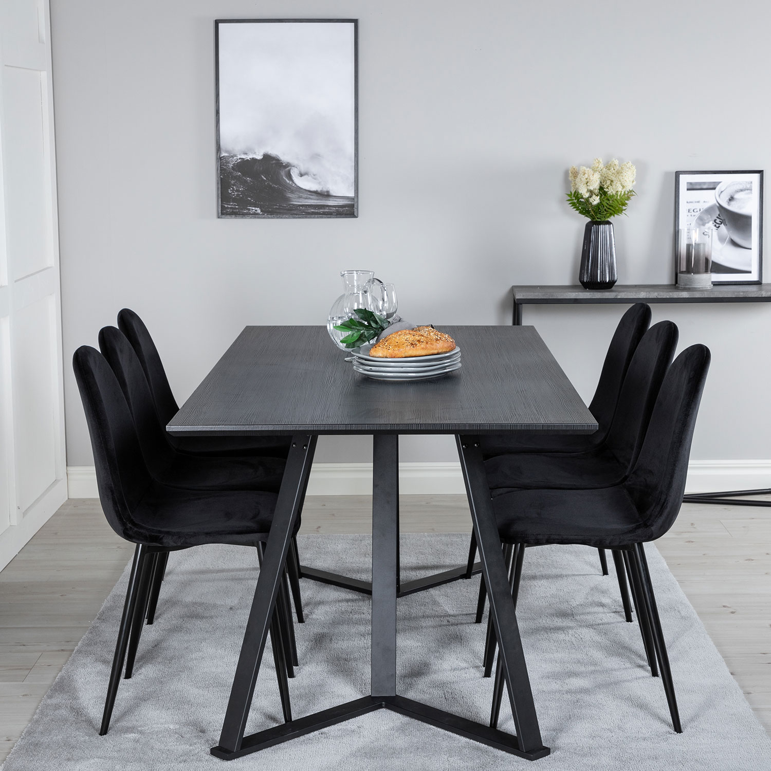 Spisegruppe Venture Home Marina med 6 Polar Velvet Stoler