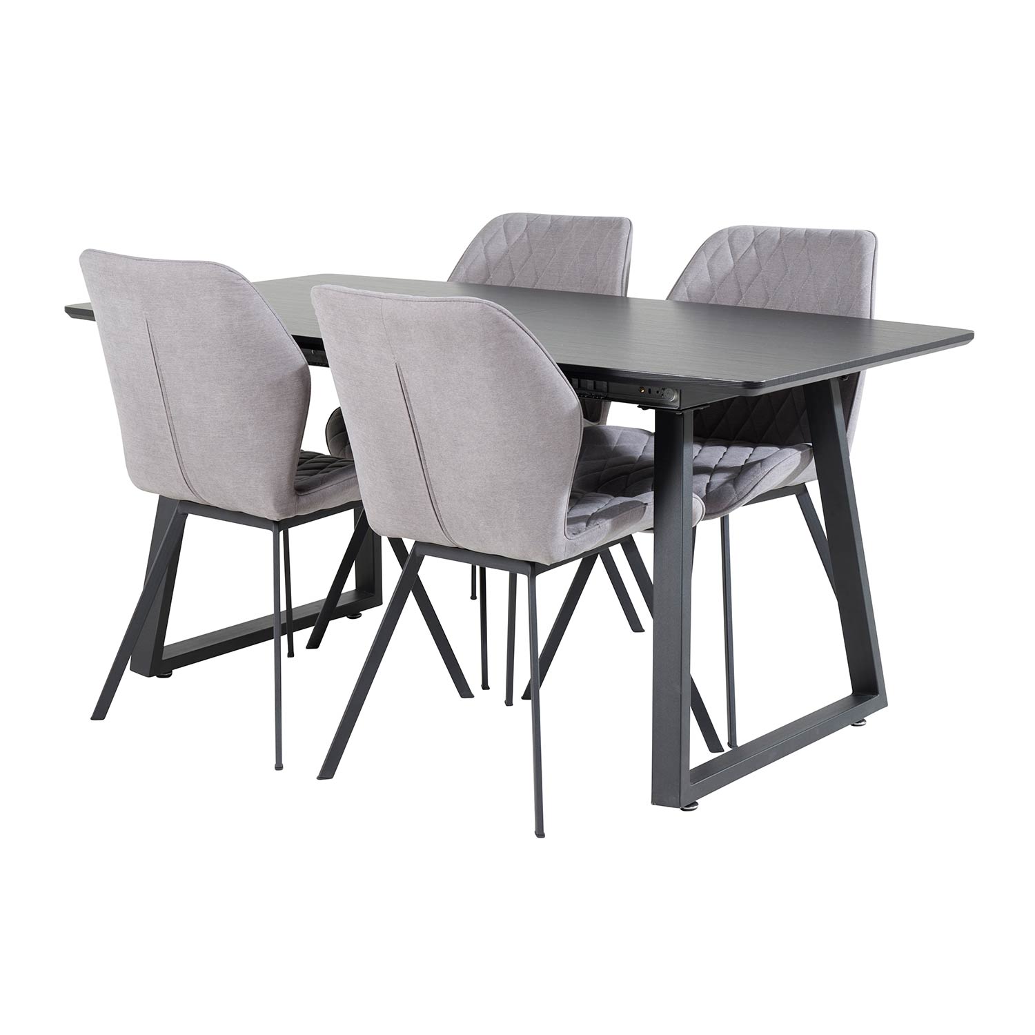 Inca Extentiontable - Black top /+GemmaChair - -gråFabric_4 Sort/Grå