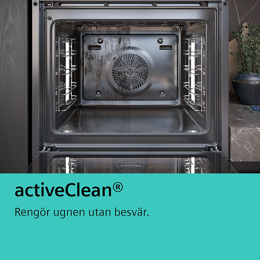 Innebygd ovn Siemens HB579GBR3 iQ500 Rustfritt stål med Pyrolytisk Rengjøring og Air Fry-funksjon