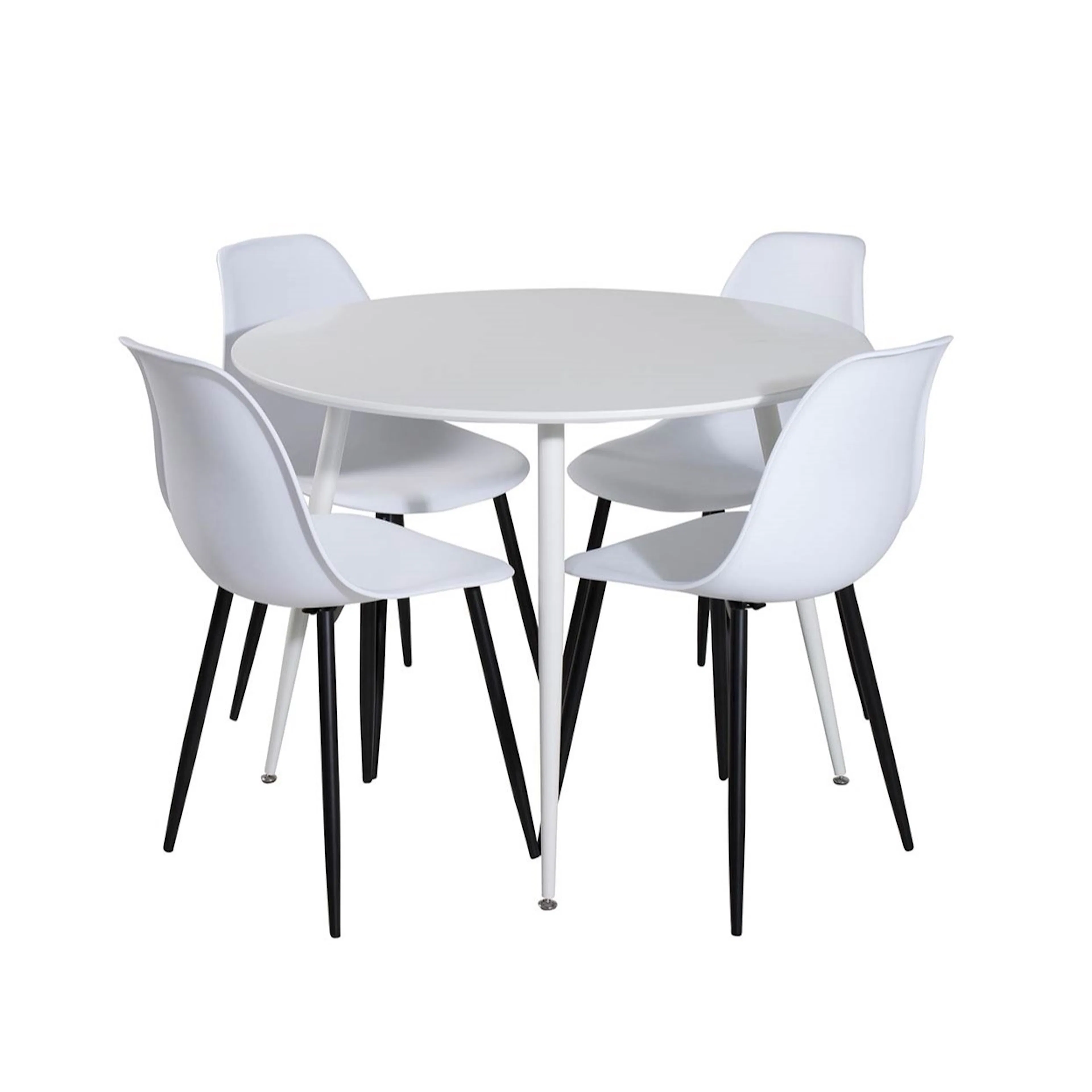 Plaza Round Table-White top/Polar Chair/White Plastic_4 Hvit/Sort