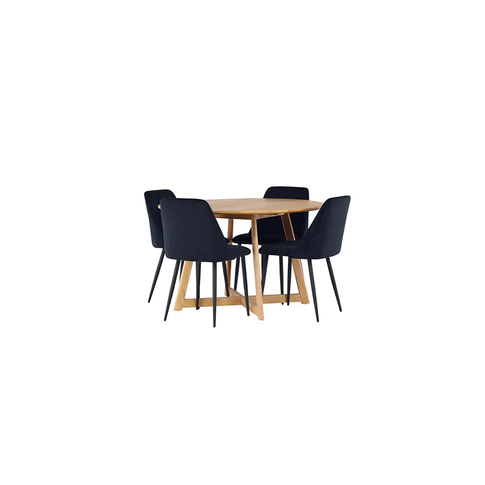 Spisegruppe Venture Home Yakidon Ø120 cm med 4 stk Night Stoler