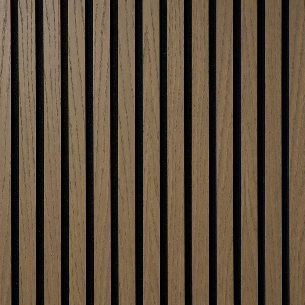 Akustikpanel Wood on wall Ek Gråbrunlackad