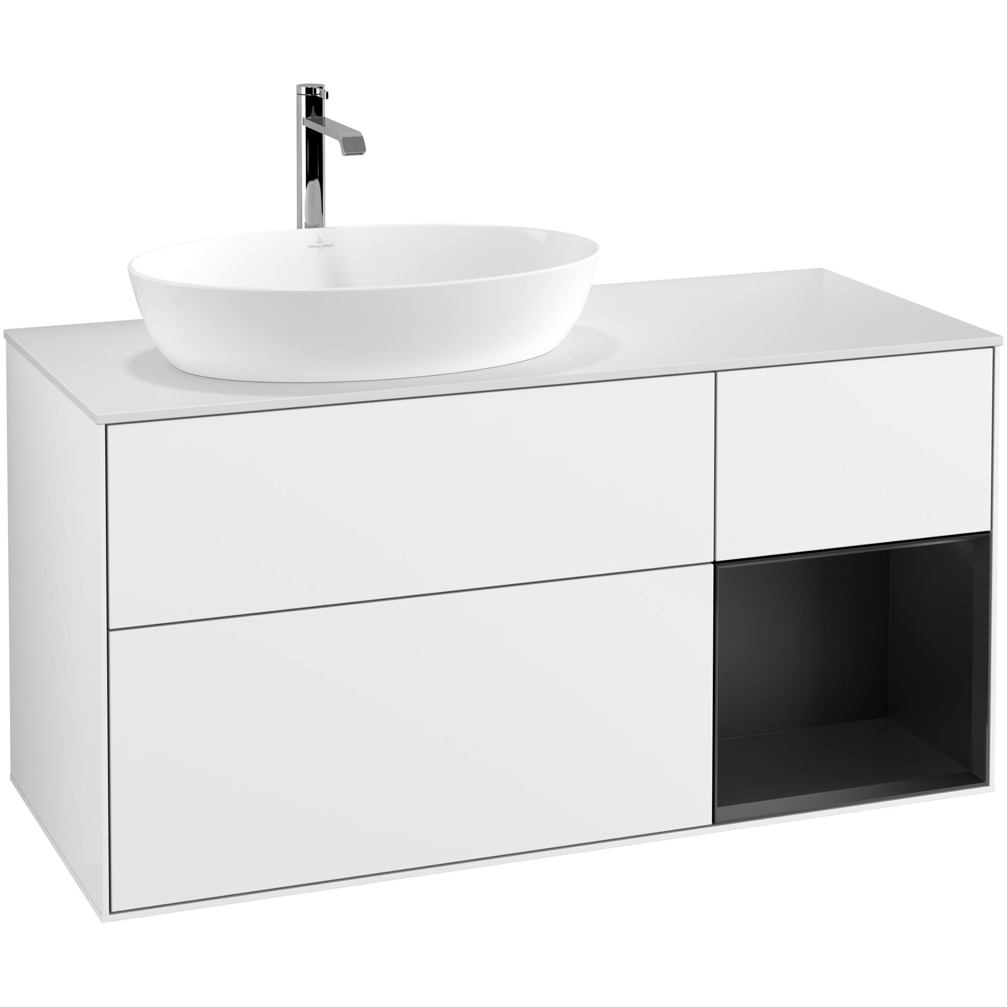 Tvättställsskåp Villeroy & Boch Finion med 3 Lådor Hylla och Bänkskiva för Ocentrerat Tvättställ från Artis & Collaro | badrum - badrumsmobler - tvattstallsskap-och-kommod | KakelKungen