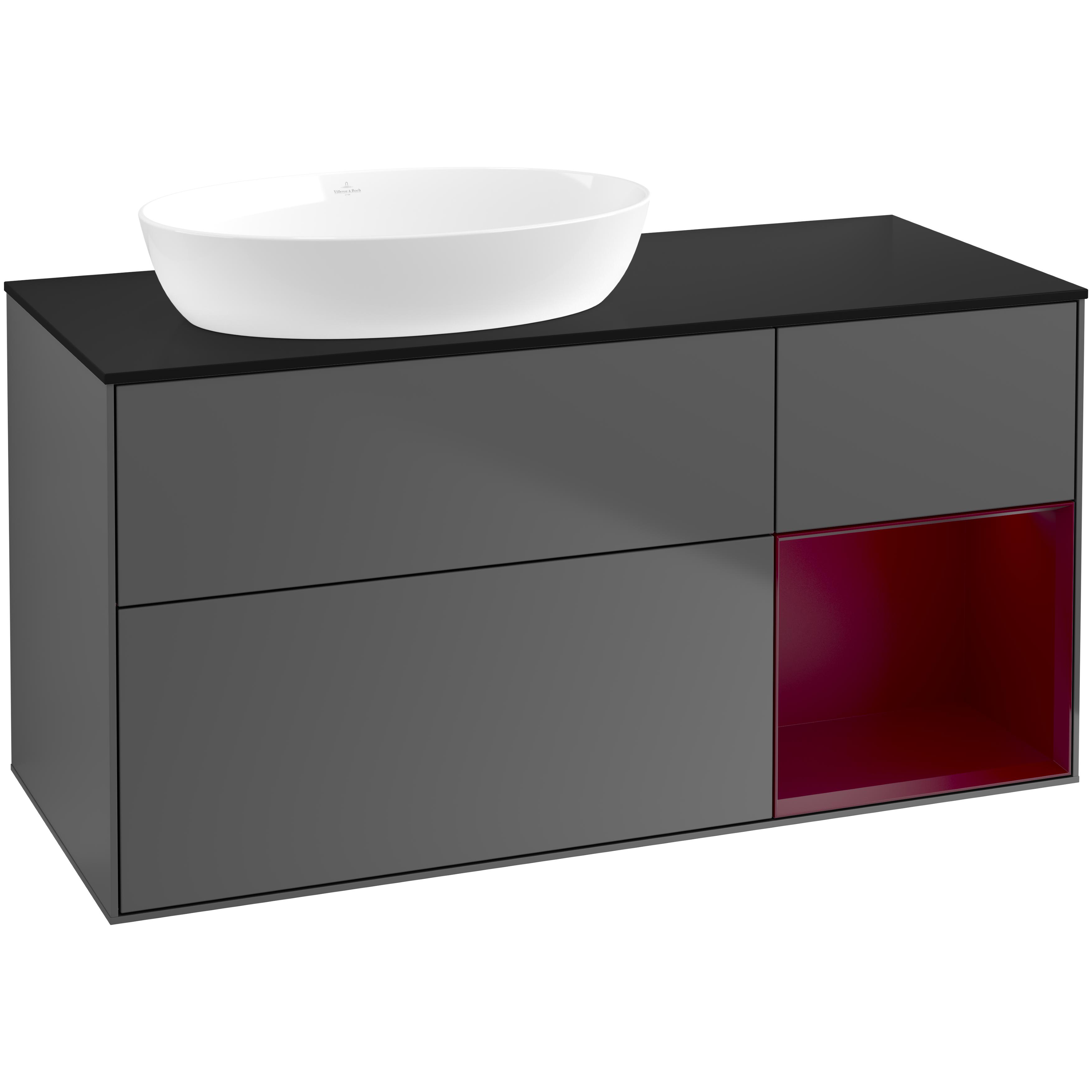 Tvättställsskåp Villeroy & Boch Finion med 3 Lådor Hylla och Bänkskiva för Ocentrerat Tvättställ från Artis & Collaro