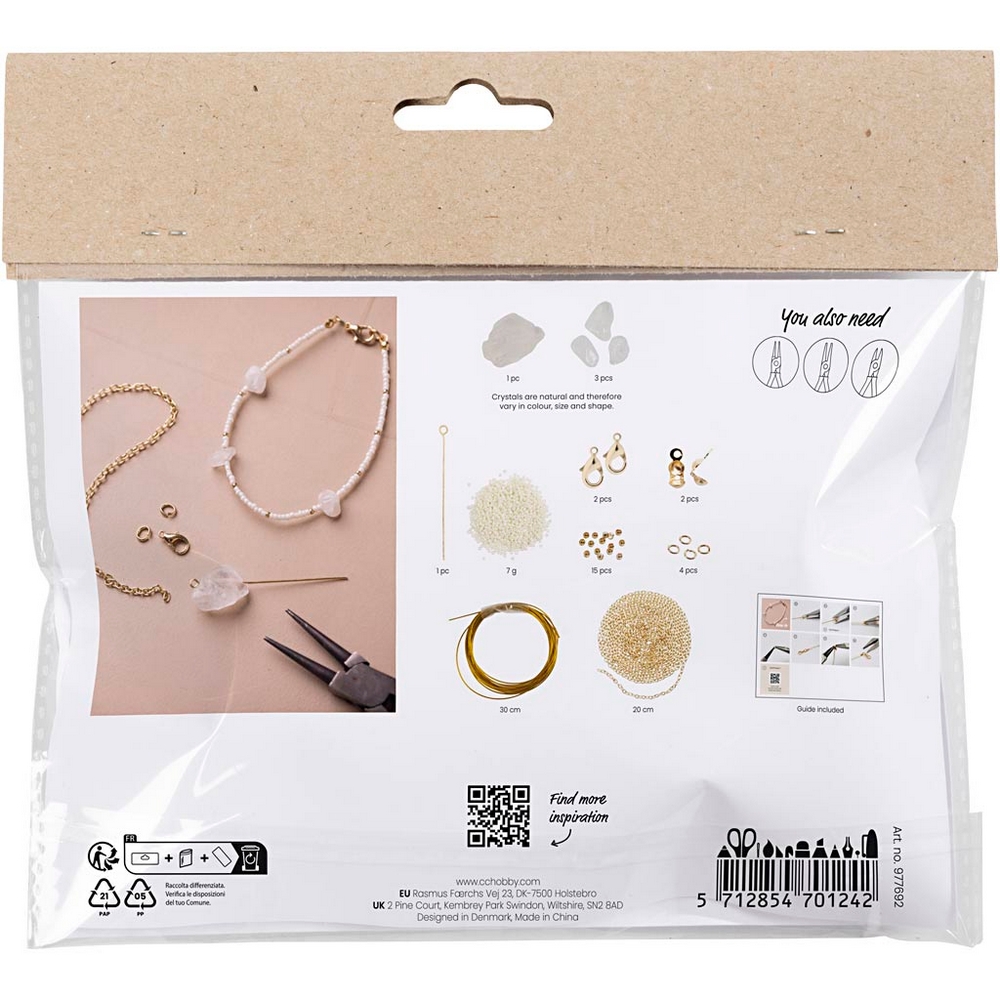 Hobbysett Creativ Company Mini DIY Kit Smykker Armbånd med Bergkrystall