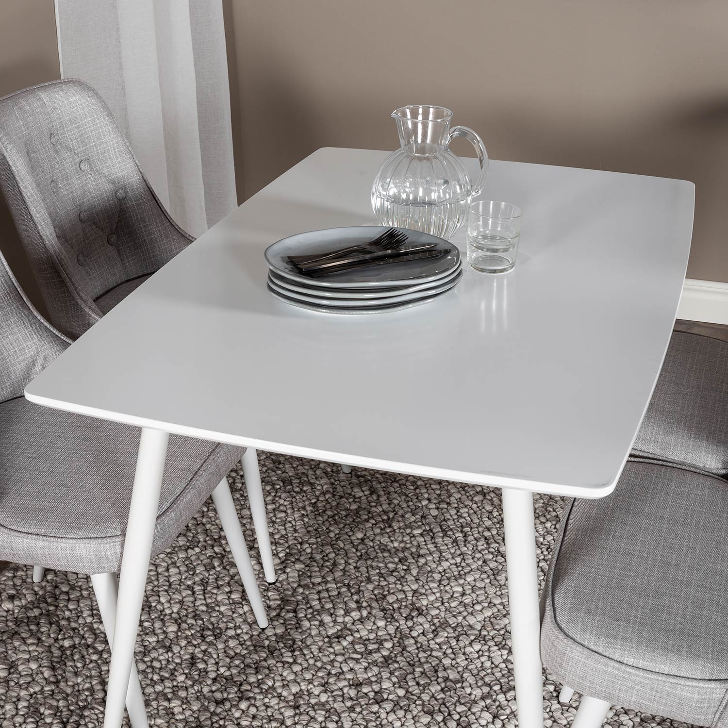 Spisegruppe Venture Home Pobbie med 4 Vera Stoler Polyester