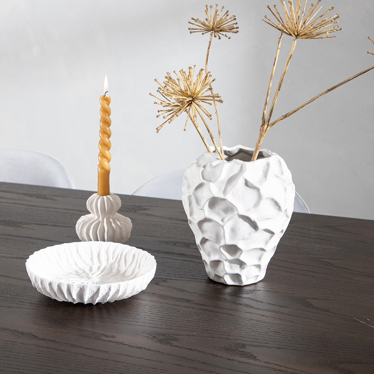 Spisegruppe furniture/fashion Stone med 6 Velvet Stoler