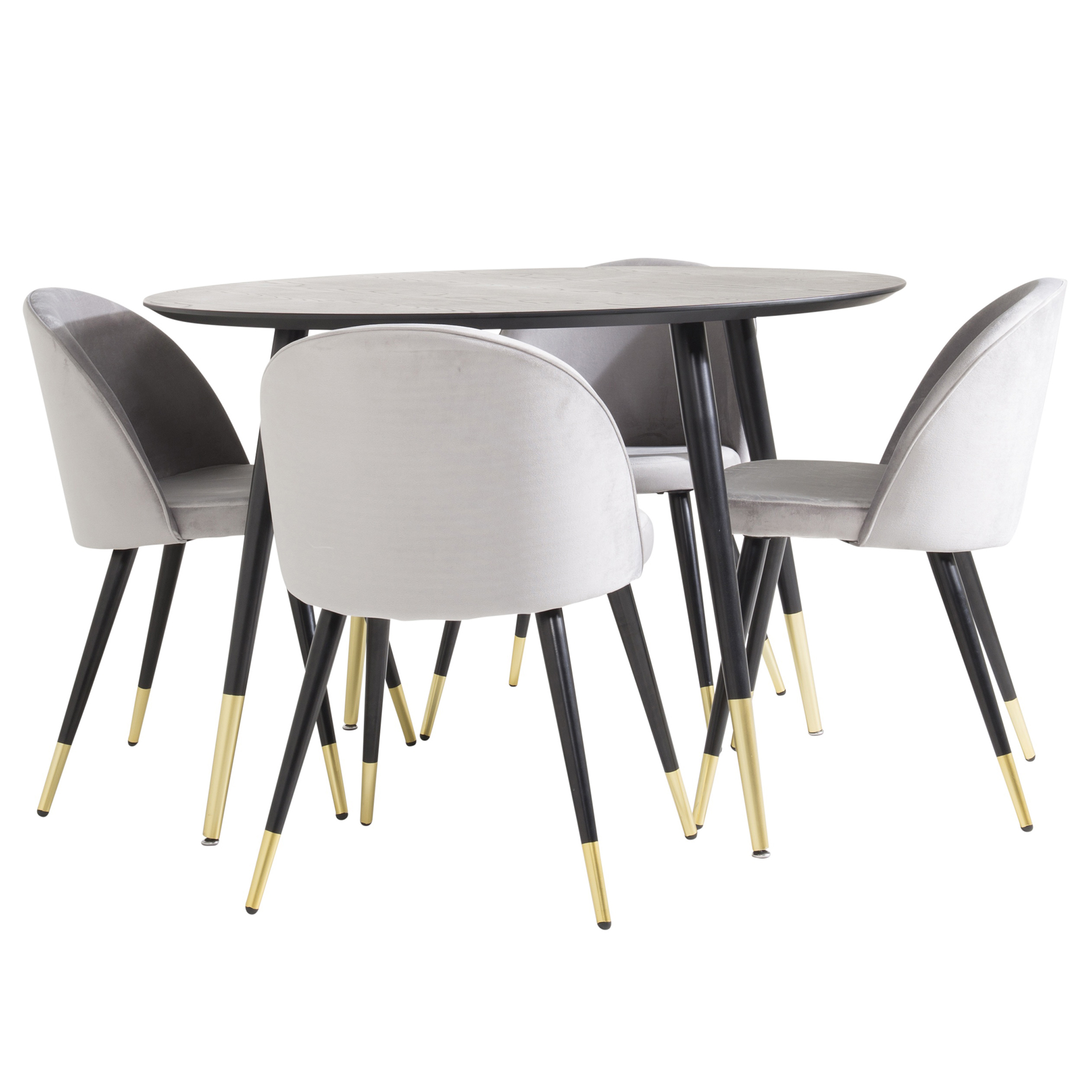 Spisegruppe Venture Home Dipp Ø115 cm med 4 Velvet Stoler
