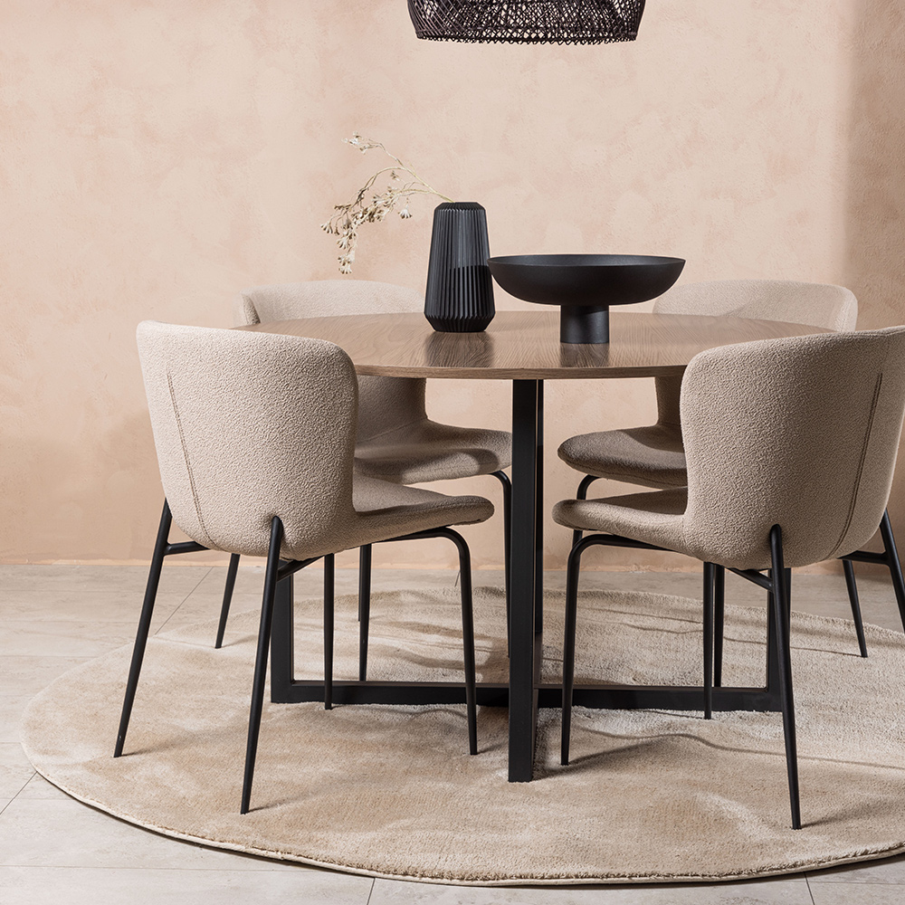 Spisegruppe Venture Home Durango Ø 120 cm med 4 Modesto Stoler