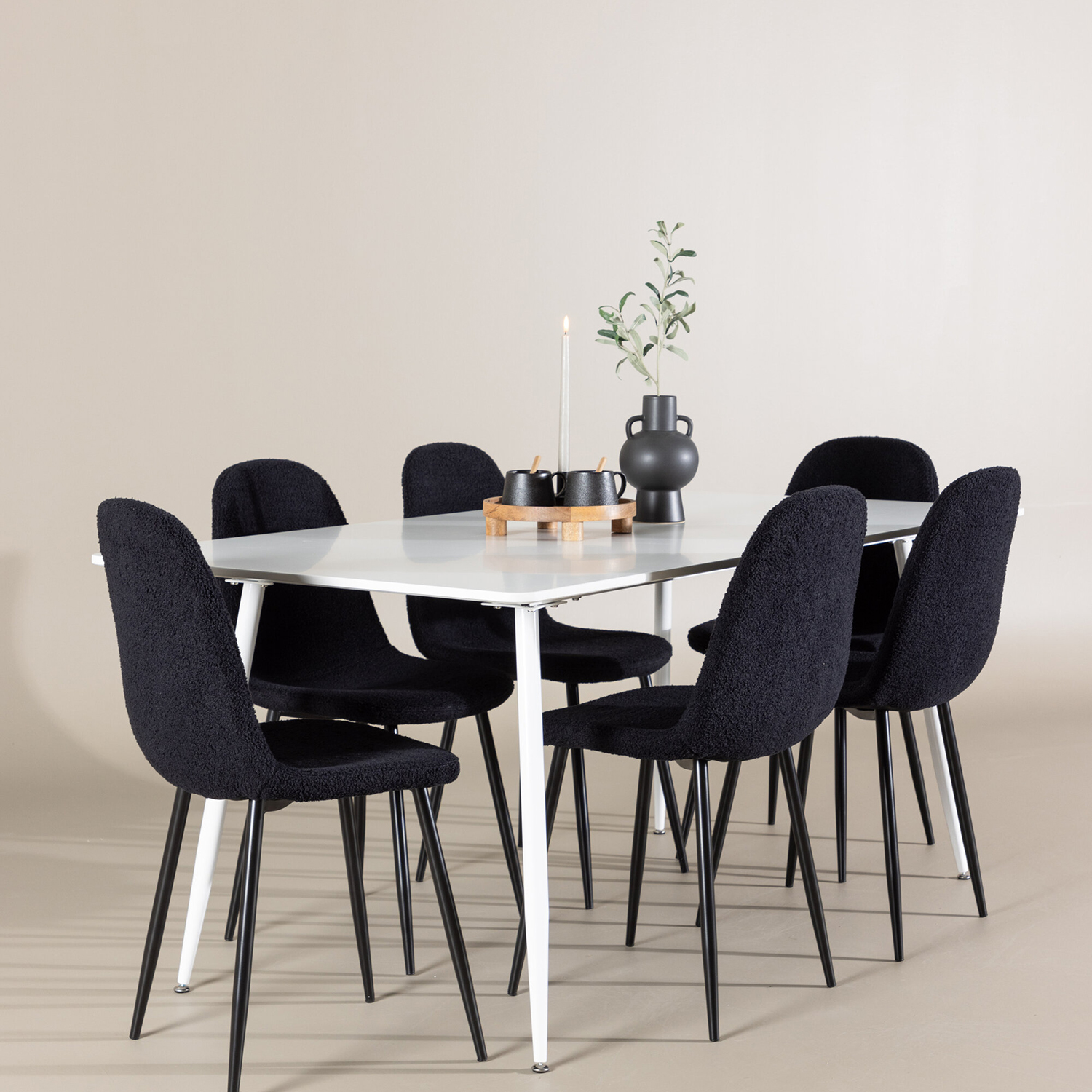 Spisegruppe Venture Home Silar 180 med 6 stk Polar Stoler Teddy