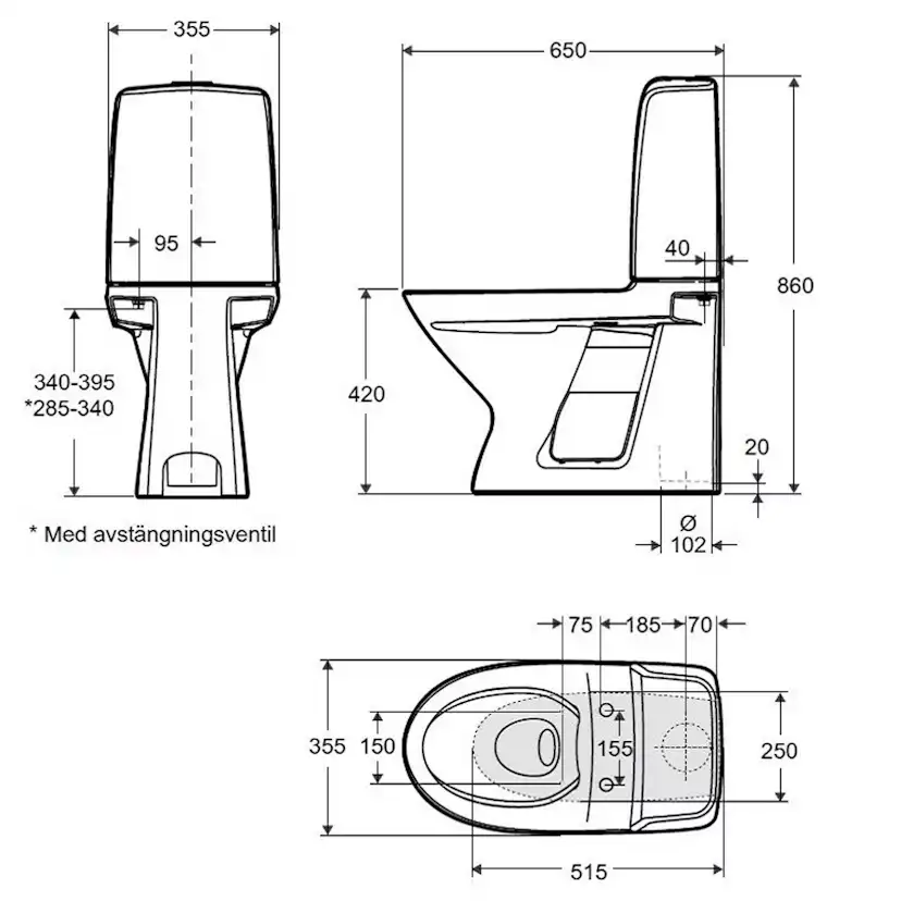 Toalett Ifö Spira 6260 Rimfree for Liming